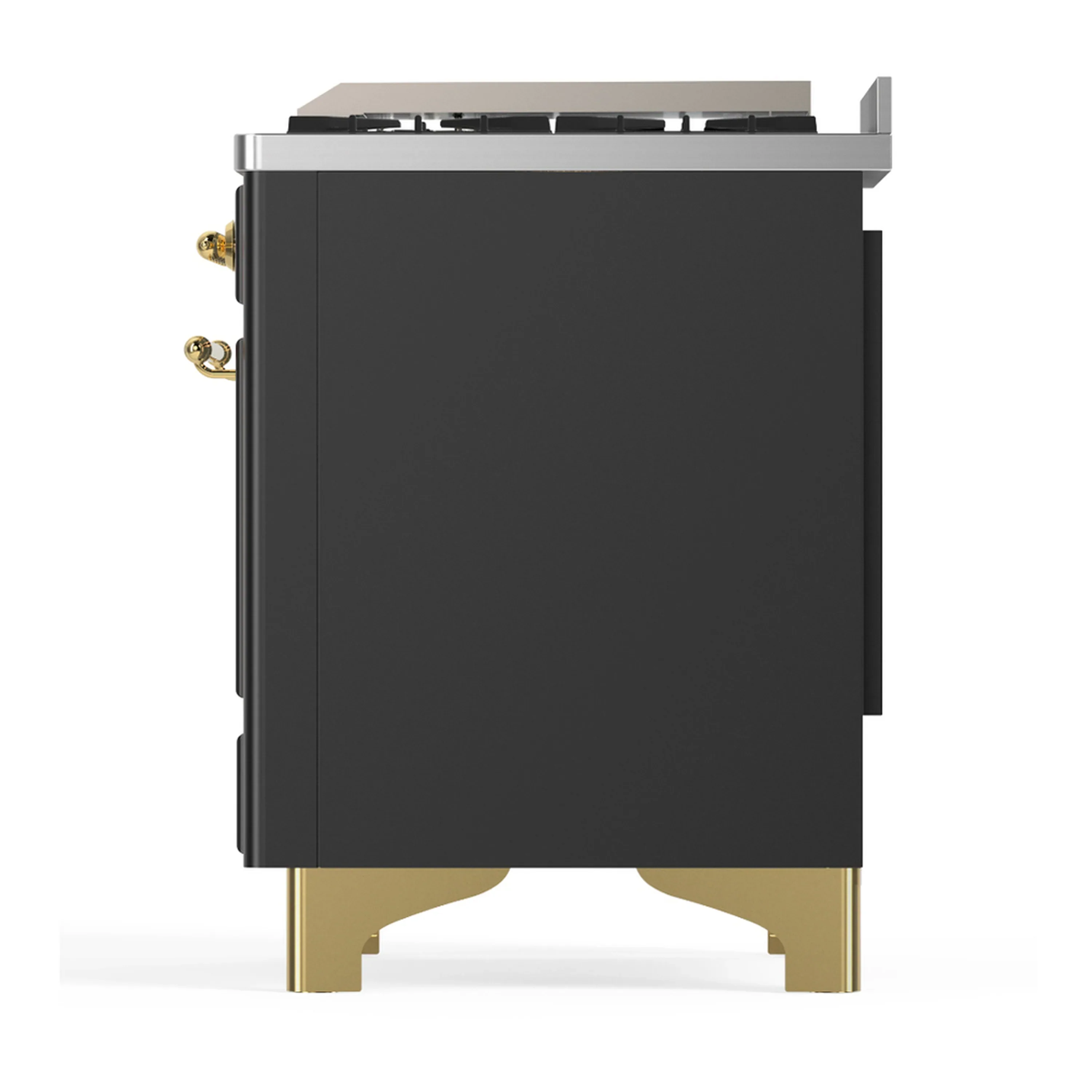 ILVE Majestic III 36-inch Dual Fuel Range with 6 Natural Gas Burner, Griddle and Triple Glass Door Electric Oven in Graphite Matte with Brass Trim (UM36FNR3MGG) - Image 6