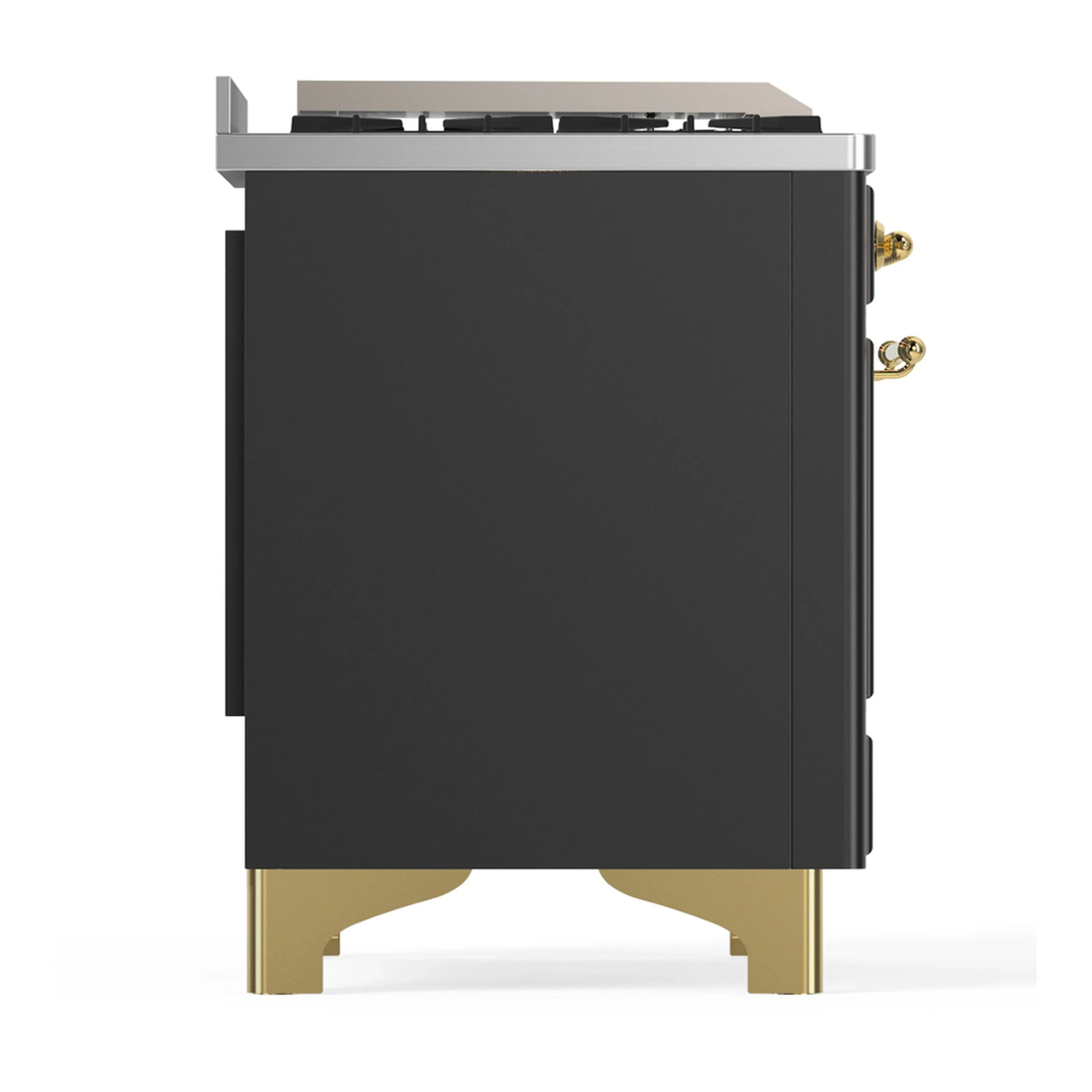 ILVE Majestic III 36-inch Dual Fuel Range with 6 Natural Gas Burner, Griddle and Triple Glass Door Electric Oven in Graphite Matte with Brass Trim (UM36FNR3MGG) - Image 7