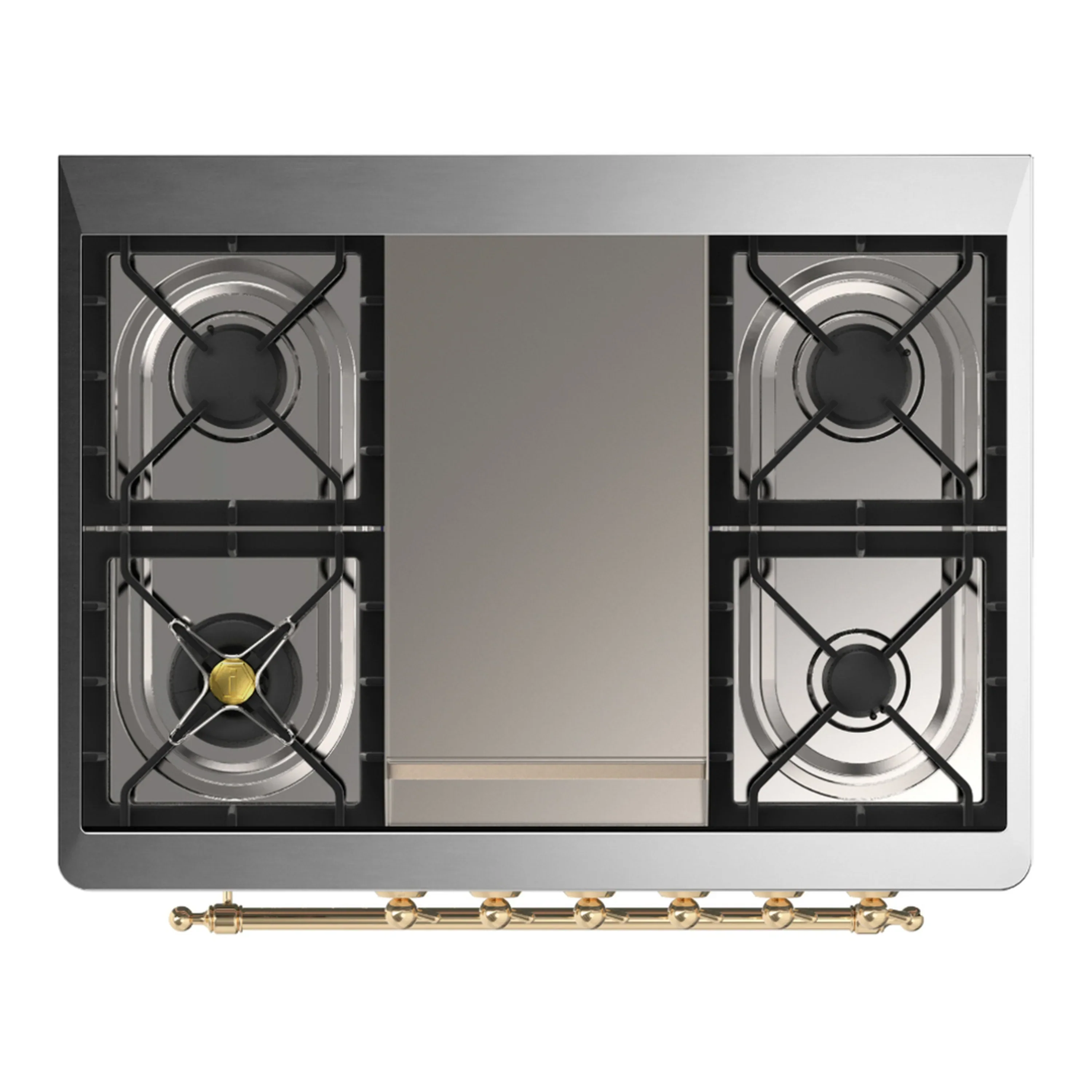 ILVE Majestic III 36-inch Dual Fuel Range with 6 Natural Gas Burner, Griddle and Triple Glass Door Electric Oven in Blue Grey with Brass Trim (UM36FNR3MBG) - Image 2