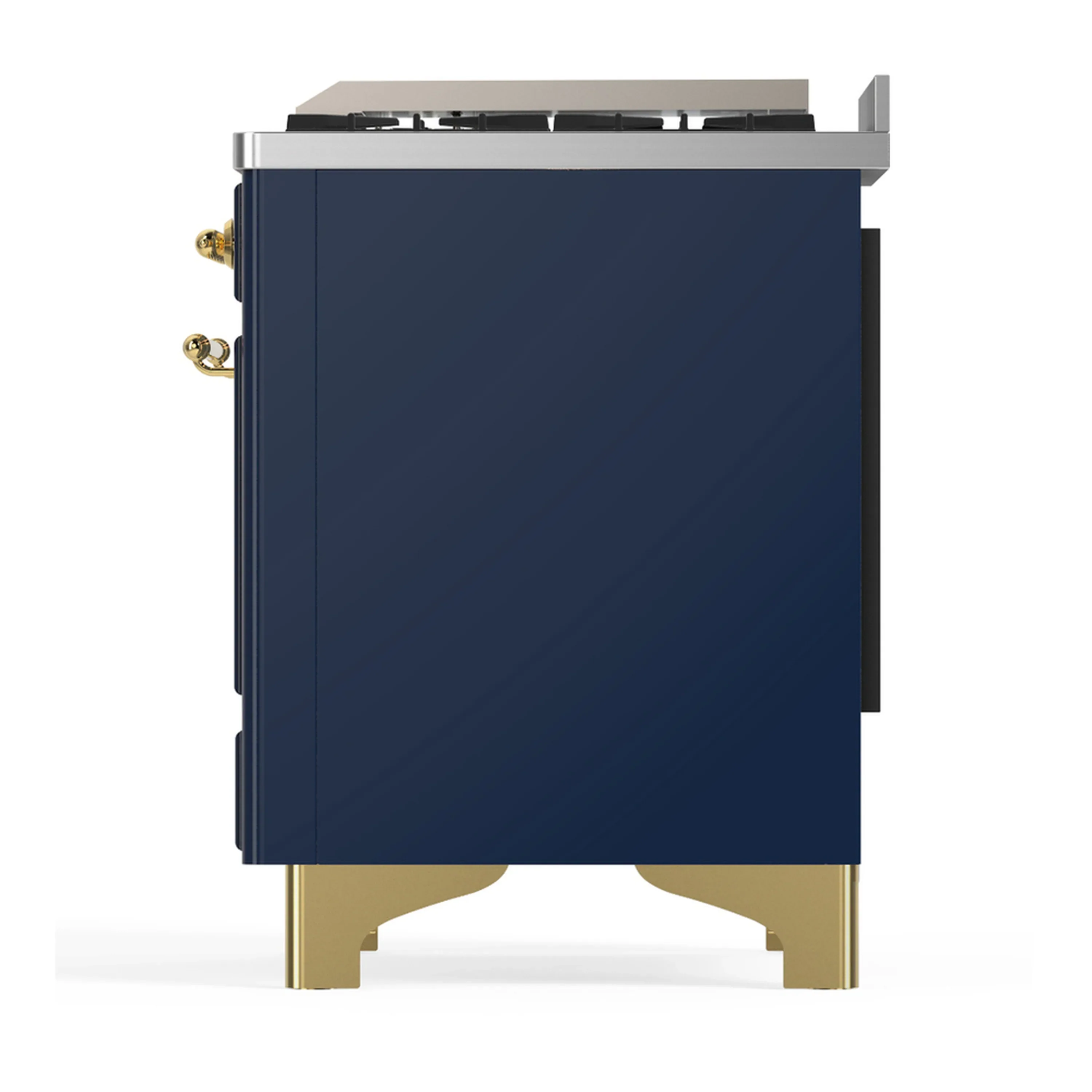 ILVE Majestic III 36-inch Dual Fuel Range with 6 Natural Gas Burner, Griddle and Triple Glass Door Electric Oven in Blue Grey with Brass Trim (UM36FNR3MBG) - Image 6