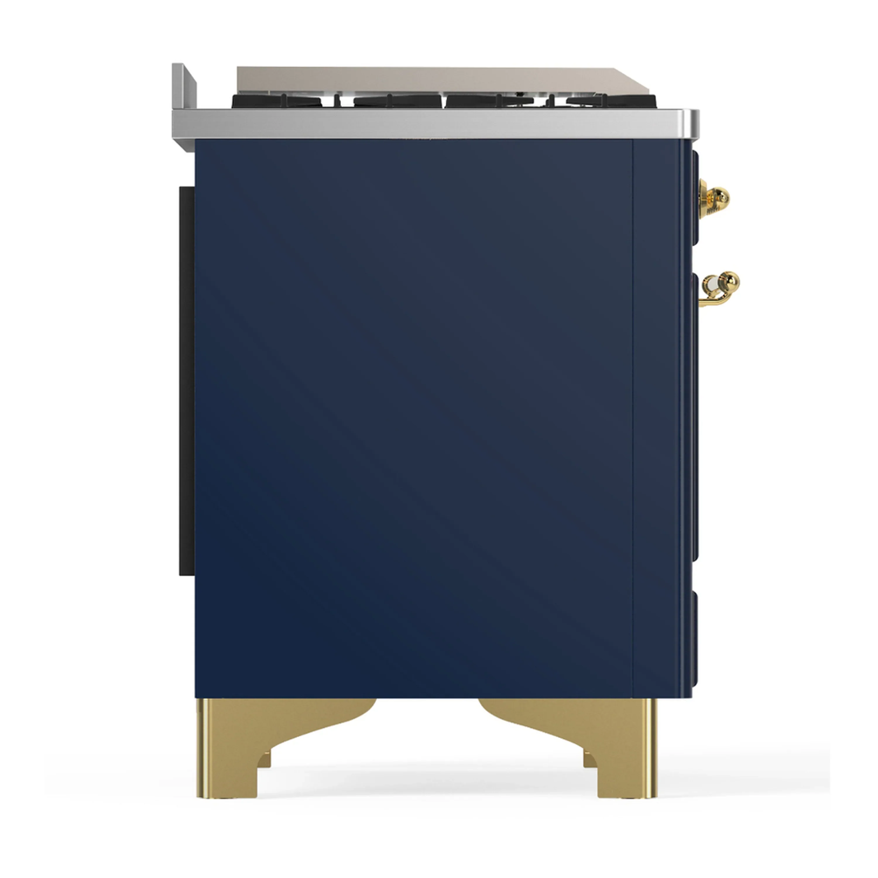 ILVE Majestic III 36-inch Dual Fuel Range with 6 Natural Gas Burner, Griddle and Triple Glass Door Electric Oven in Blue Grey with Brass Trim (UM36FNR3MBG) - Image 7
