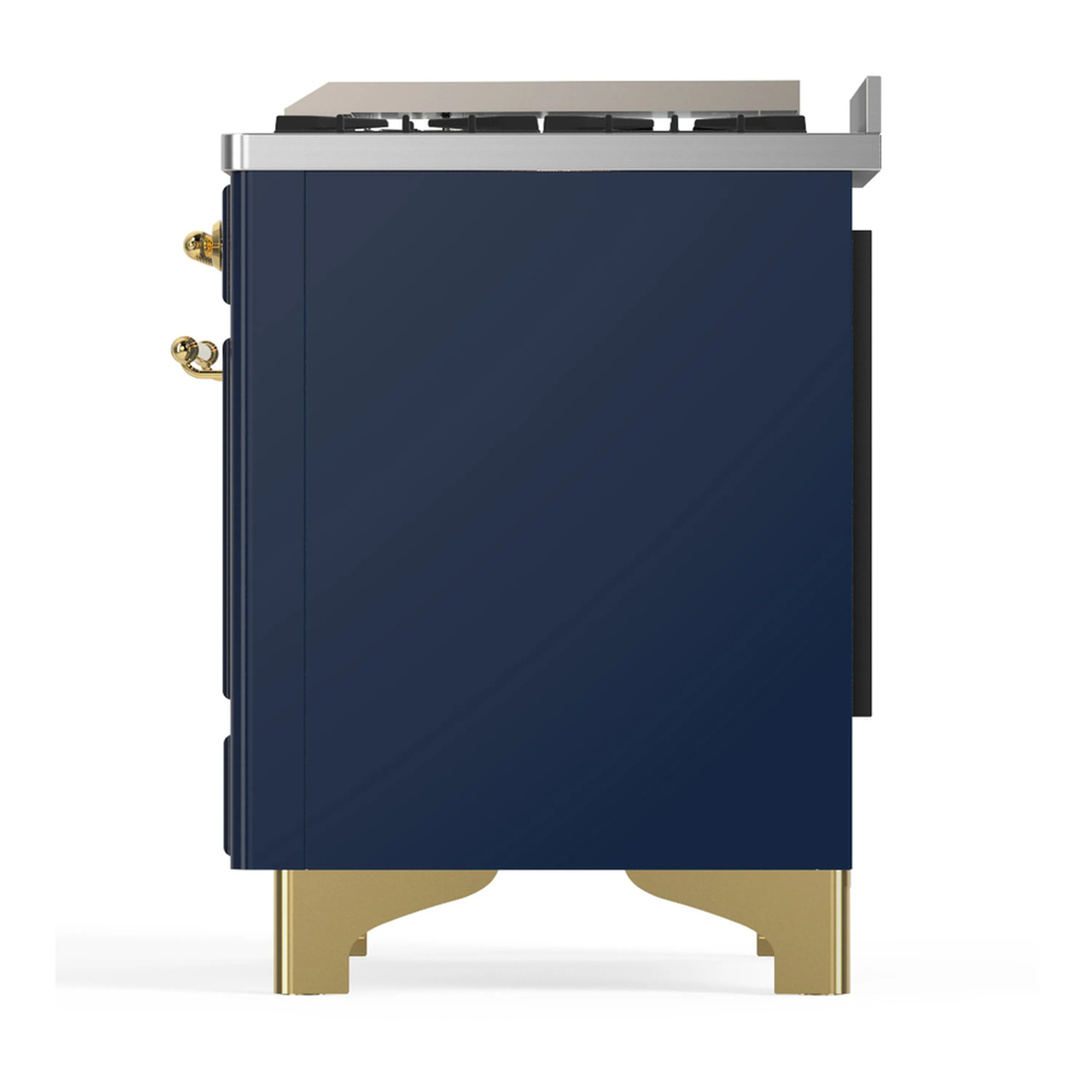 ILVE Majestic III 36-inch Dual Fuel Range with 5 Liquid Propane Burner, Griddle and Solid Door Electric Oven in Blue Grey with Brass Trim (UM36FQNR3MBGLP) - Image 6