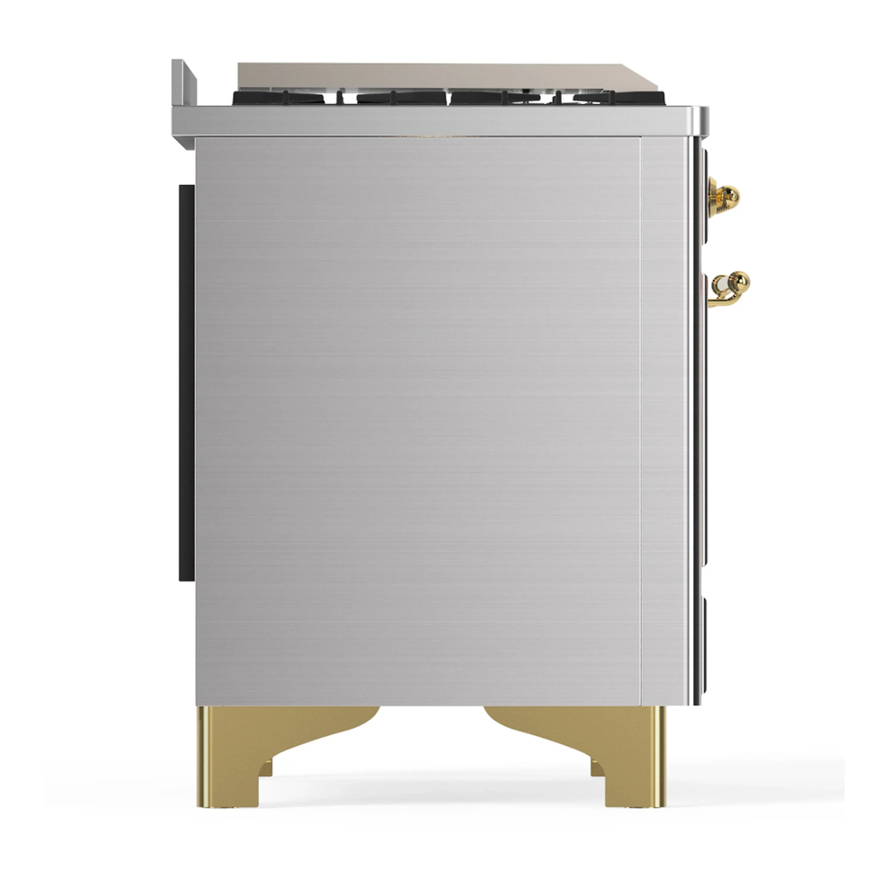 ILVE Majestic III 36-inch Dual Fuel Range with 6 Natural Gas Burner, Griddle and Triple Glass Door Electric Oven in Stainless Steel with Brass Trim (UM36FNR3SSG) - Image 7