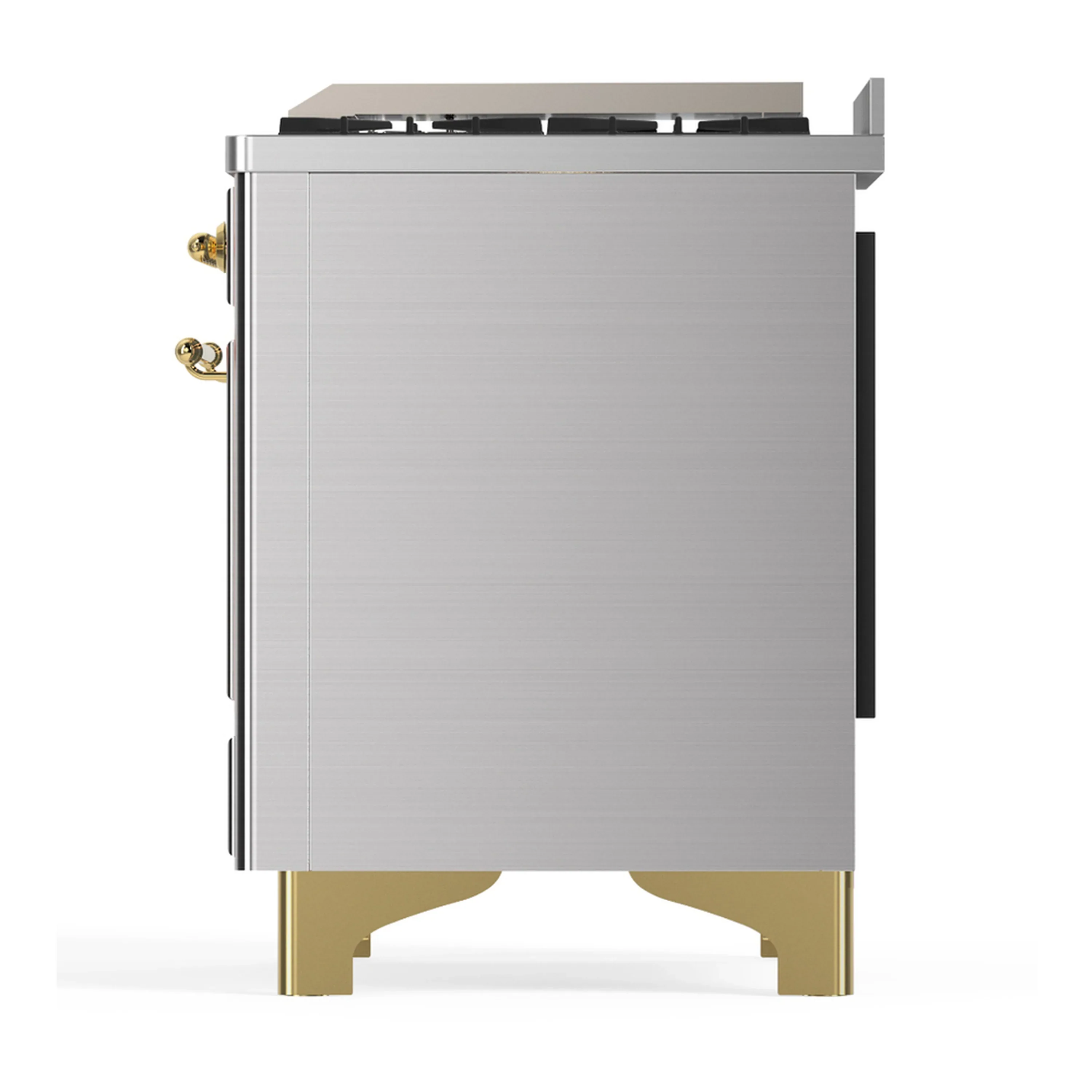 ILVE Majestic III 36-inch Dual Fuel Range with 6 Natural Gas Burner, Griddle and Solid Door Electric Oven in Stainless Steel with Brass Trim (UM36FQNR3SSG) - Image 6