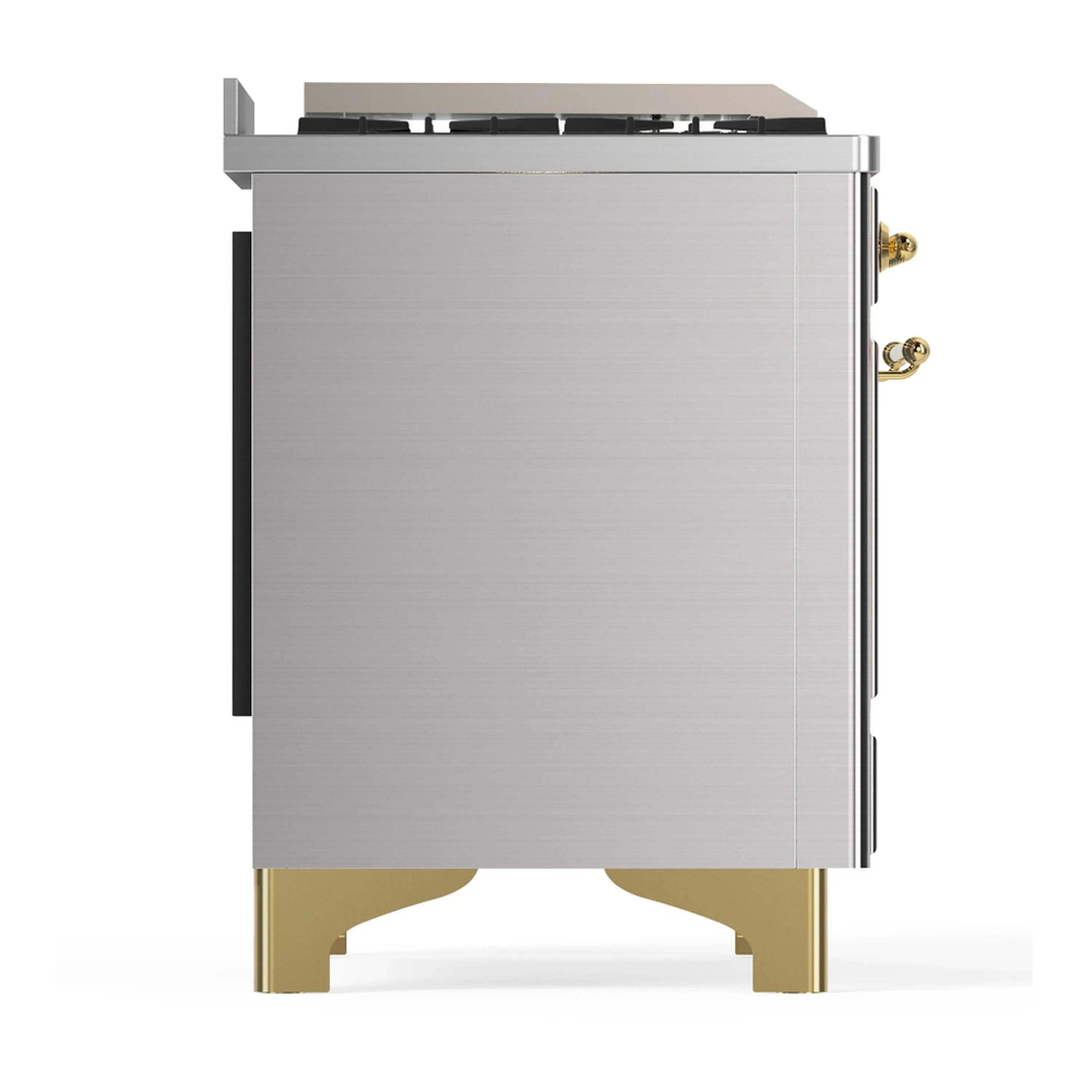 ILVE Majestic III 36-inch Dual Fuel Range with 6 Natural Gas Burner, Griddle and Solid Door Electric Oven in Stainless Steel with Brass Trim (UM36FQNR3SSG) - Image 7