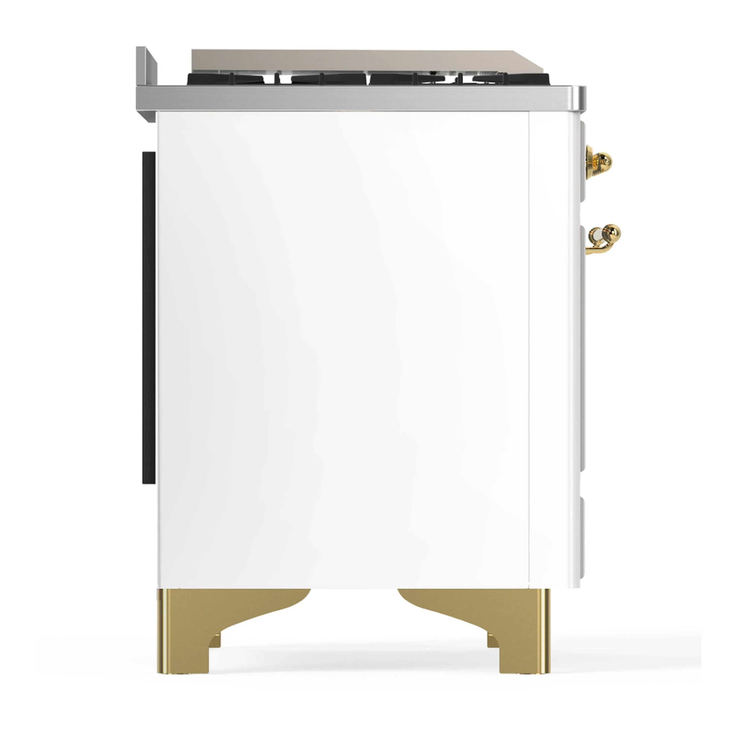 ILVE Majestic III 36-inch Dual Fuel Range with 5 Liquid Propane Burner, Griddle and Triple Glass Door Electric Oven in White with Brass Trim (UM36FNR3WHGLP) - Image 7