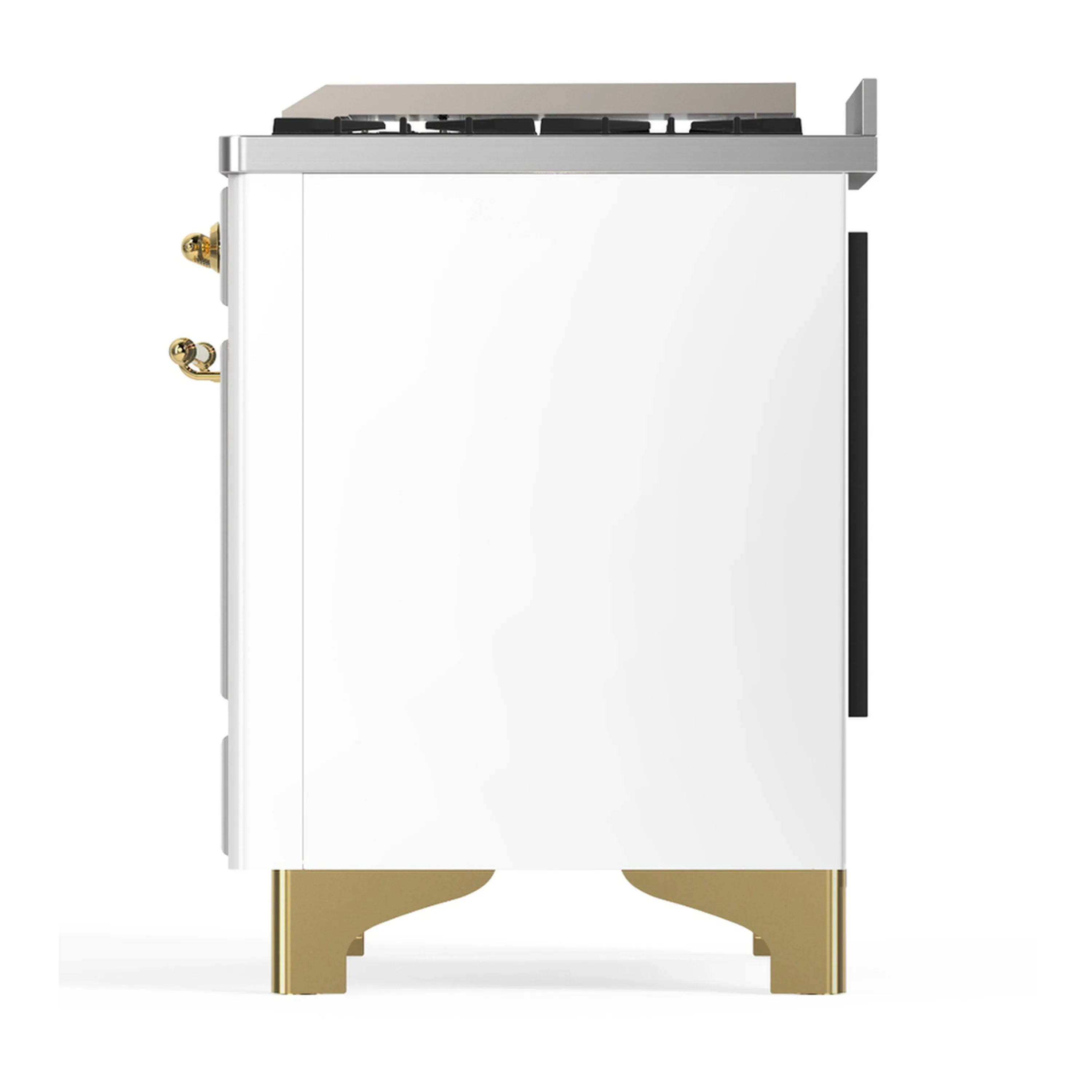 ILVE Majestic III 36-inch Dual Fuel Range with 6 Natural Gas Burner, Griddle and Solid Door Electric Oven in White with Brass Trim (UM36FQNR3WHG) - Image 6