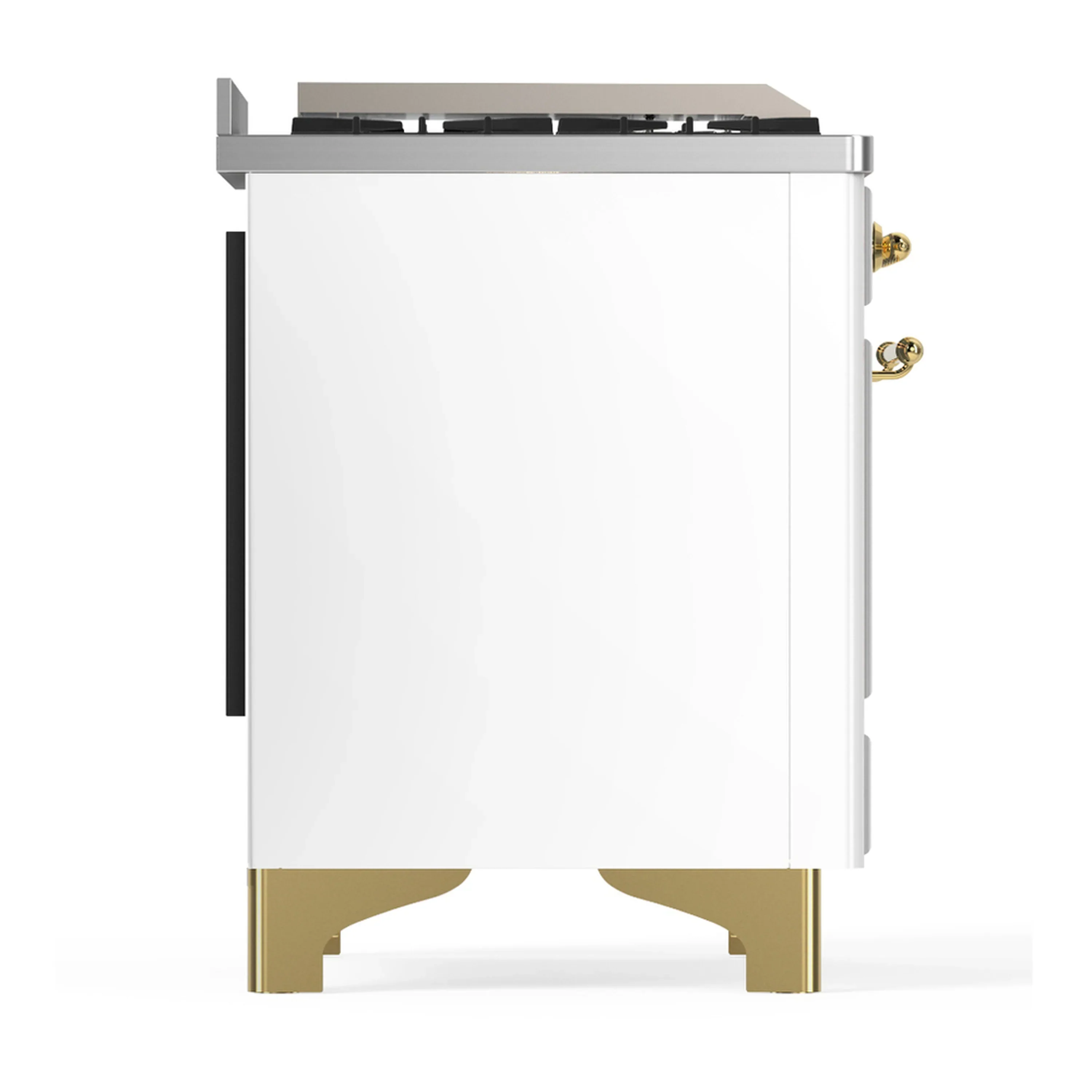 ILVE Majestic III 36-inch Dual Fuel Range with 5 Liquid Propane Burner, Griddle and Solid Door Electric Oven in White with Brass Trim (UM36FQNR3WHGLP) - Image 7
