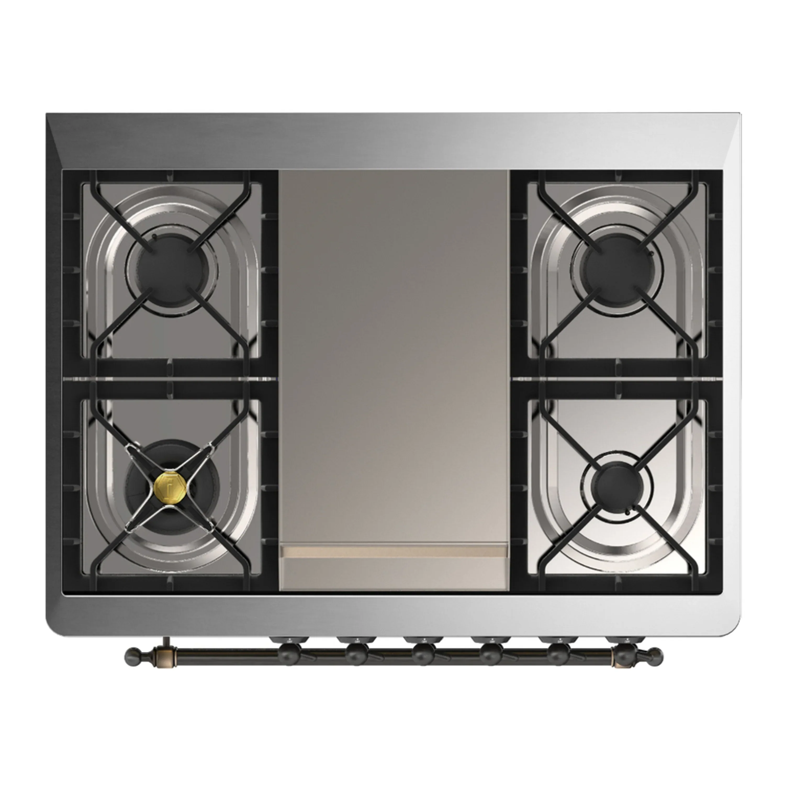 ILVE Majestic III 36-inch Dual Fuel Range with 5 Liquid Propane Burner, Griddle and Triple Glass Door Electric Oven in Blue Grey with Burnished Trim (UM36FNR3BGBLP) - Image 2
