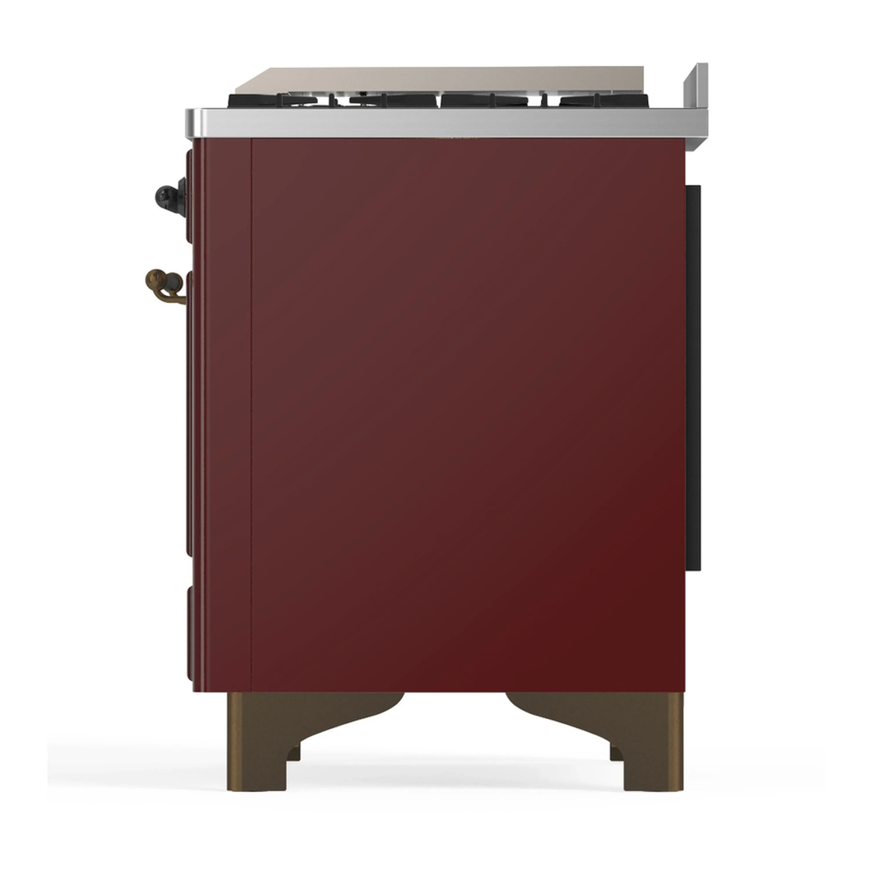 ILVE Majestic III 36-inch Dual Fuel Range with 6 Natural Gas Burner, Griddle and Triple Glass Door Electric Oven in Burgundy with Burnished Trim (UM36FNR3BUB) - Image 6