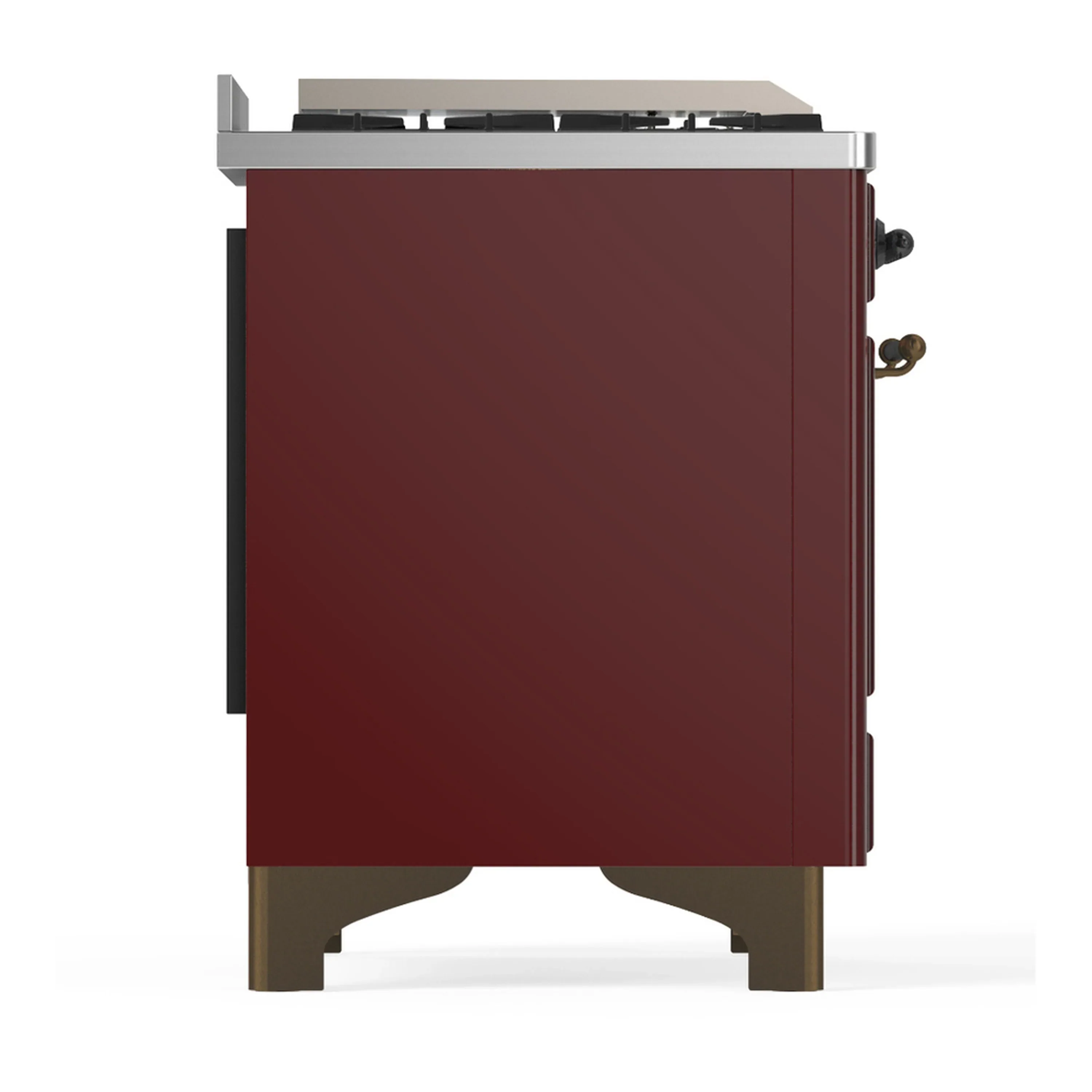 ILVE Majestic III 36-inch Dual Fuel Range with 6 Natural Gas Burner, Griddle and Solid Door Electric Oven in Burgundy with Burnished Trim (UM36FQNR3BUB) - Image 7