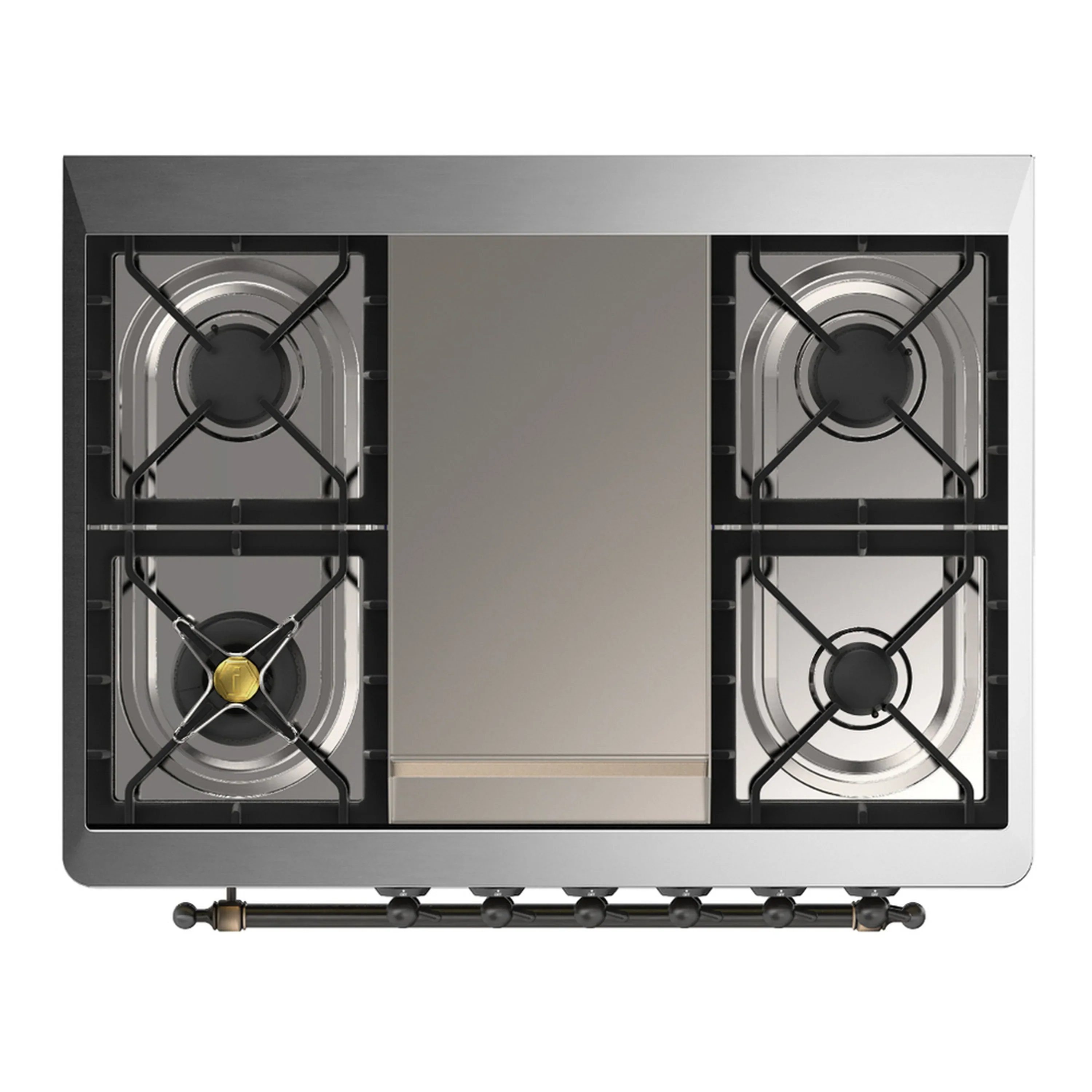 ILVE Majestic III 36-inch Dual Fuel Range with 5 Liquid Propane Burner, Griddle and Solid Door Electric Oven in Burgundy with Burnished Trim (UM36FQNR3BUBLP) - Image 2