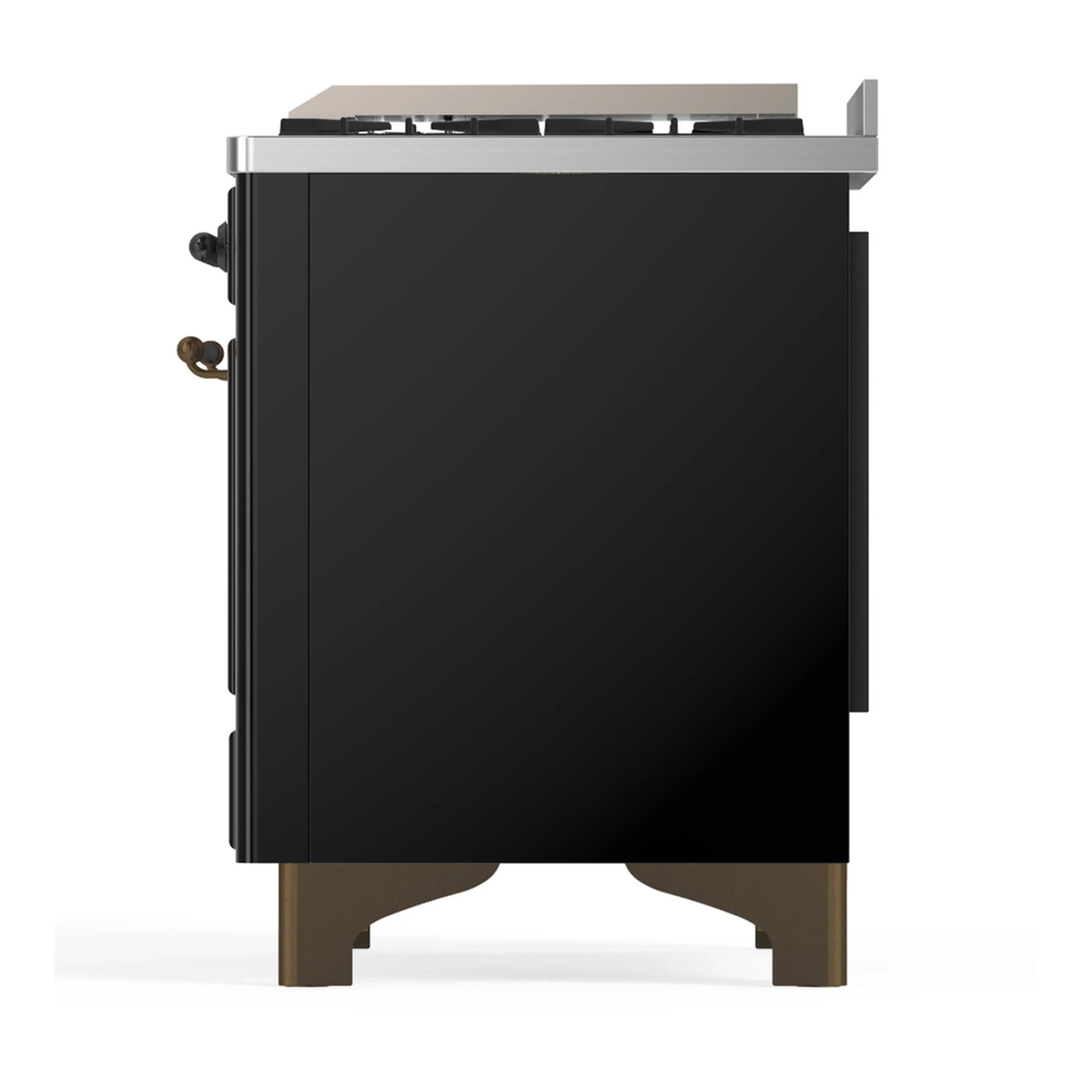 ILVE Majestic III 36-inch Dual Fuel Range with 6 Natural Gas Burner, Griddle and Triple Glass Door Electric Oven in Glossy Black with Burnished Trim (UM36FNR3BKB) - Image 6