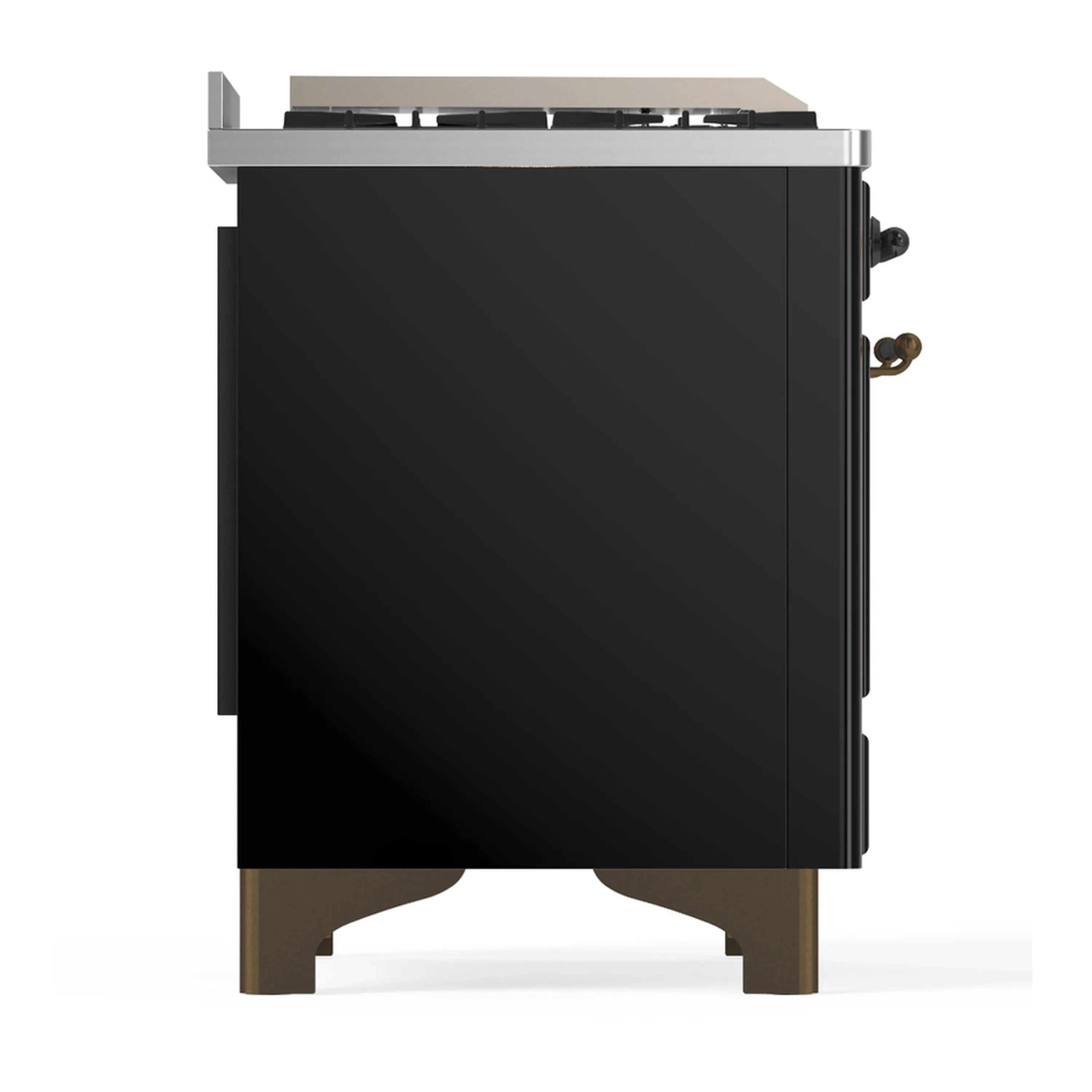ILVE Majestic III 36-inch Dual Fuel Range with 6 Natural Gas Burner, Griddle and Solid Door Electric Oven in Glossy Black with Burnished Trim (UM36FQNR3BKB) - Image 7