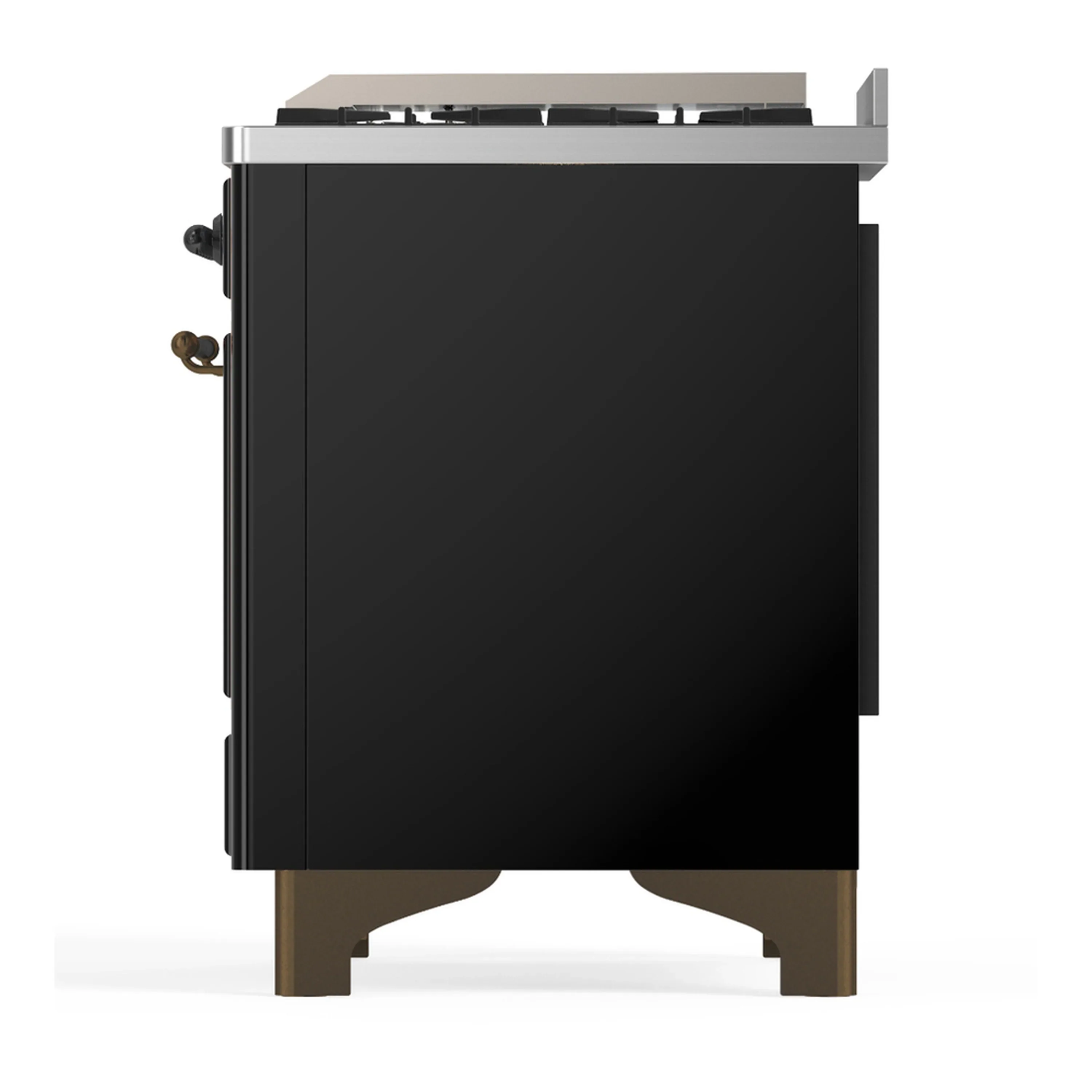 ILVE Majestic III 36-inch Dual Fuel Range with 5 Liquid Propane Burner, Griddle and Solid Door Electric Oven in Glossy Black with Burnished Trim (UM36FQNR3BKBLP) - Image 6