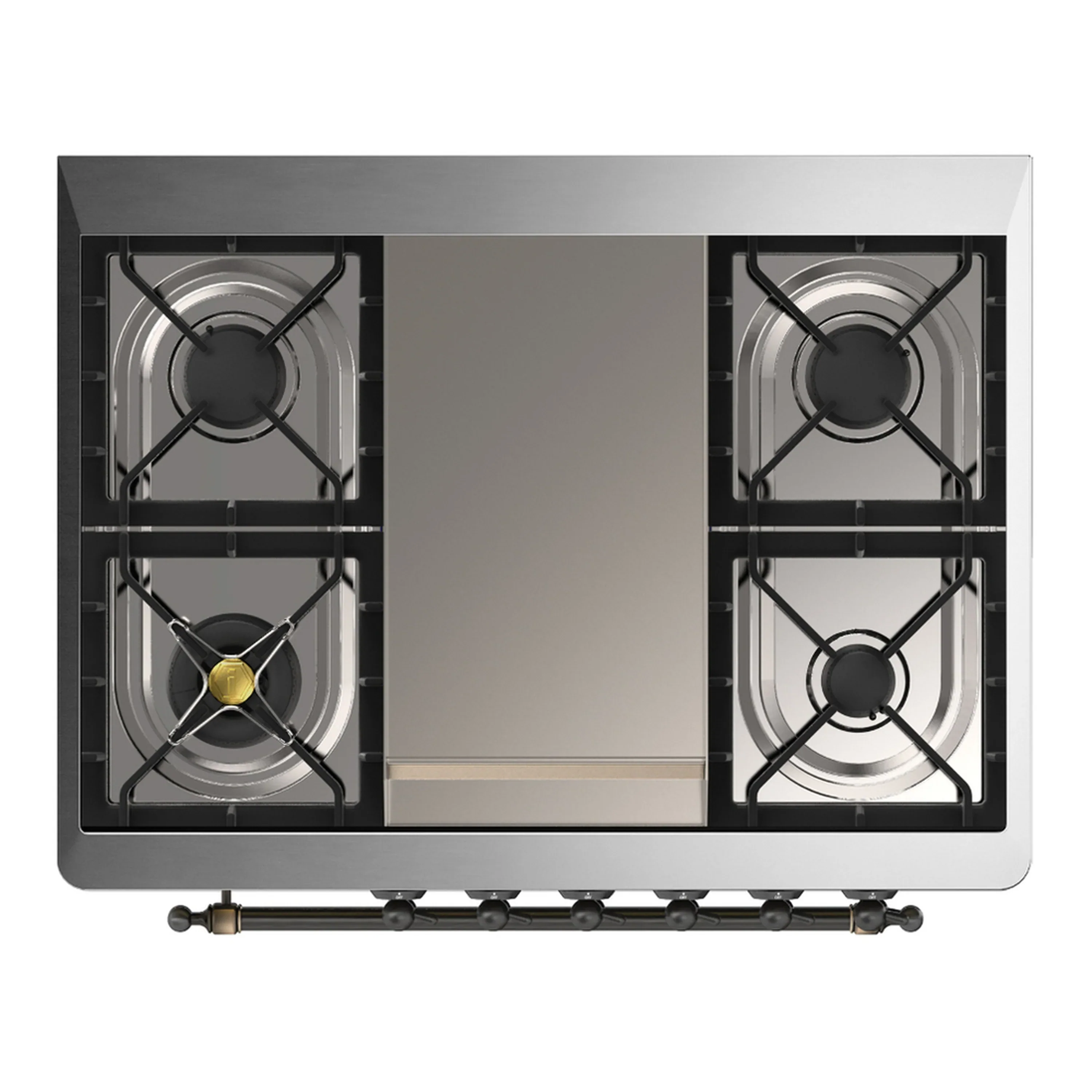 ILVE Majestic III 36-inch Dual Fuel Range with 6 Natural Gas Burner, Griddle and Solid Door Electric Oven in Graphite Matte with Burnished Trim (UM36FQNR3MGB) - Image 2