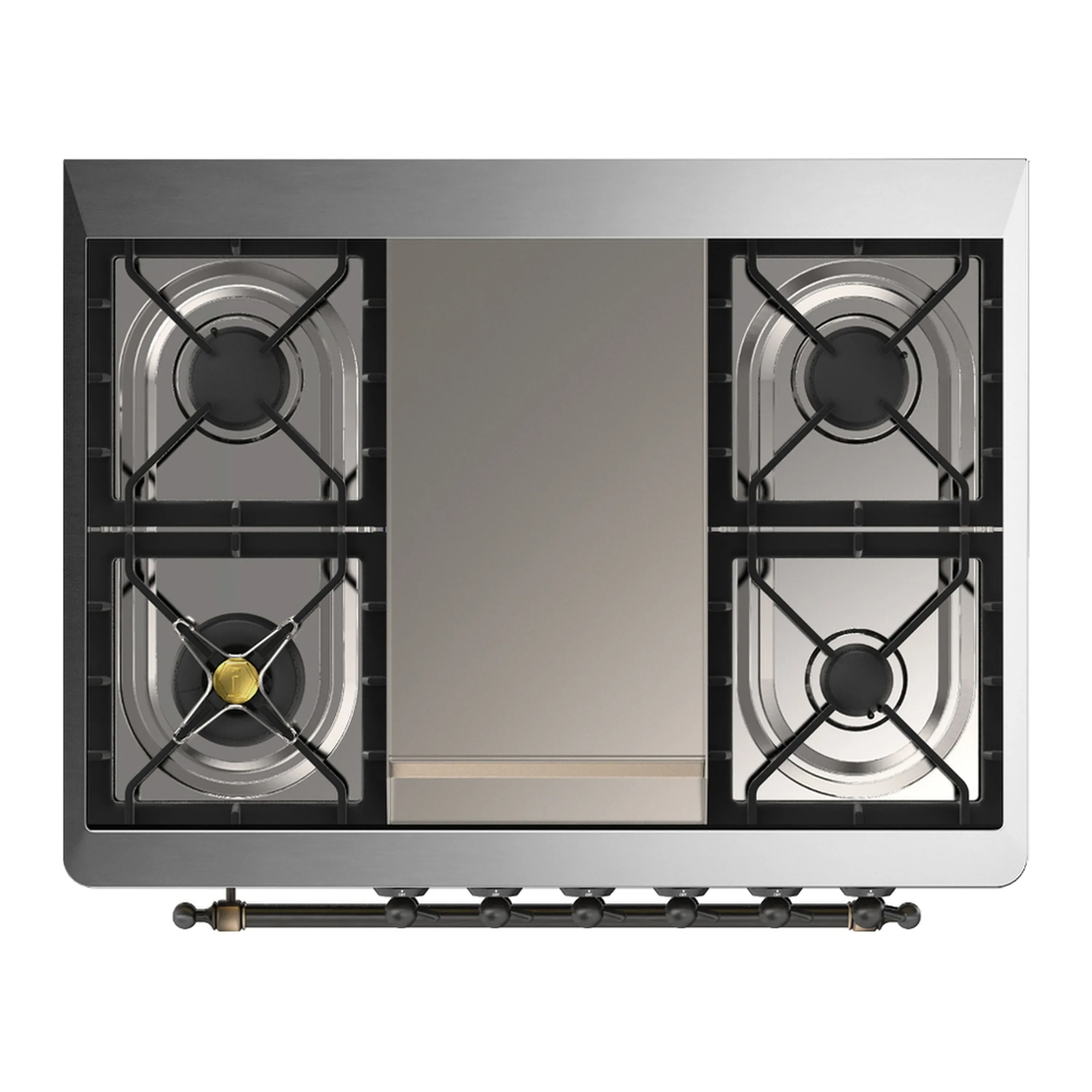 ILVE Majestic III 36-inch Dual Fuel Range with 5 Liquid Propane Burner, Griddle and Solid Door Electric Oven in Midnight Blue with Burnished Trim (UM36FQNR3MBBLP) - Image 2