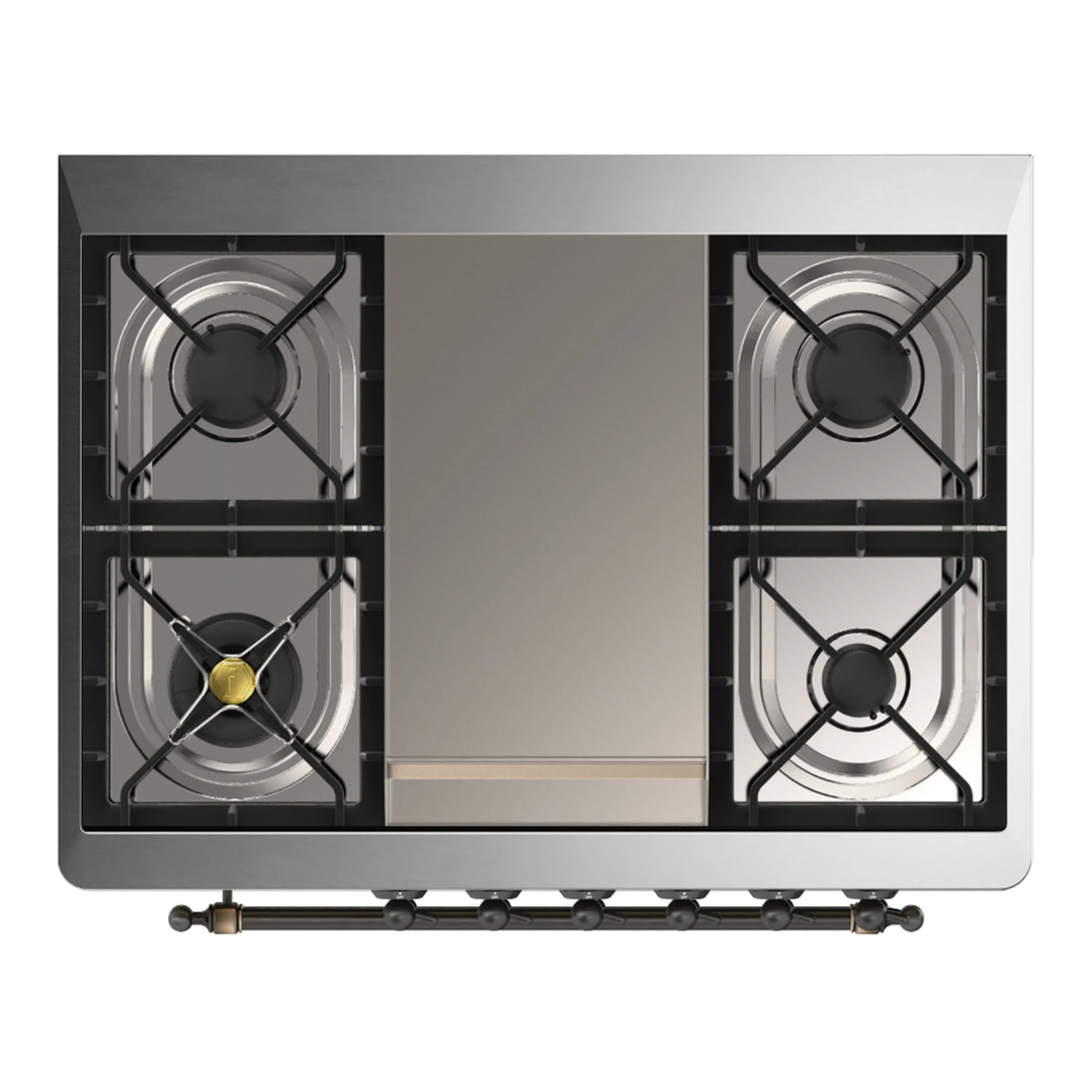 ILVE Majestic III 36-inch Dual Fuel Range with 6 Natural Gas Burner, Griddle and Triple Glass Door Electric Oven in Stainless Steel with Burnished Trim (UM36FNR3SSB) - Image 2