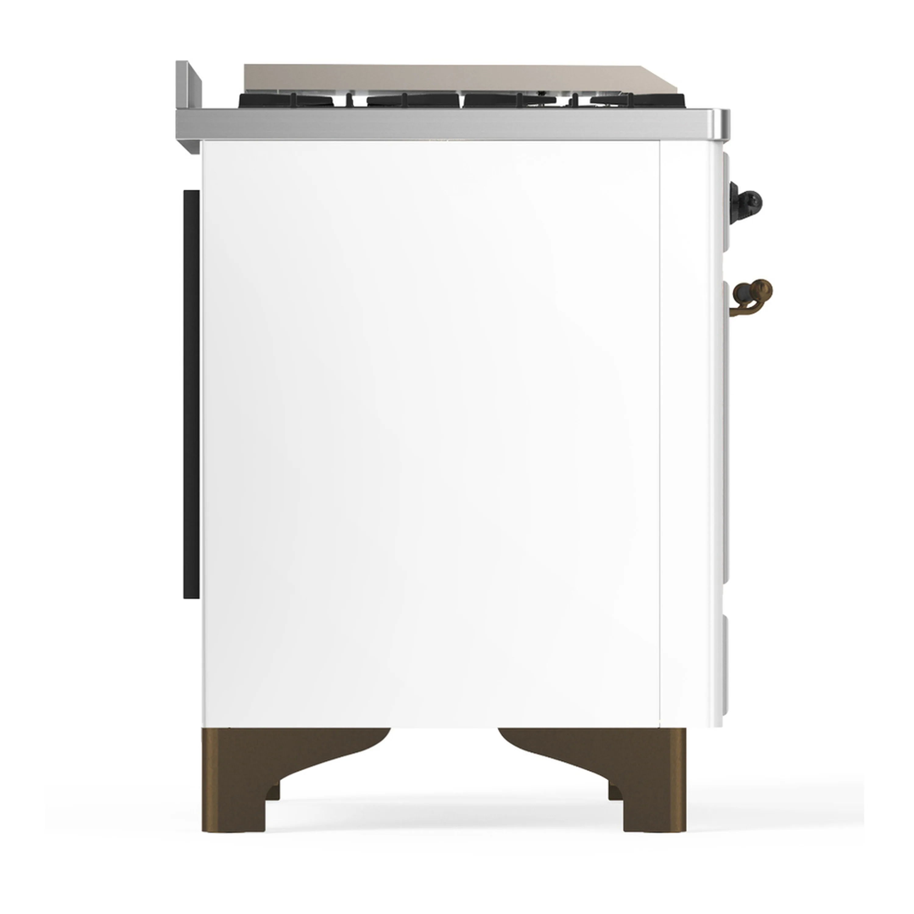 ILVE Majestic III 36-inch Dual Fuel Range with 6 Natural Gas Burner, Griddle and Triple Glass Door Electric Oven in White with Burnished Trim (UM36FNR3WHB) - Image 7