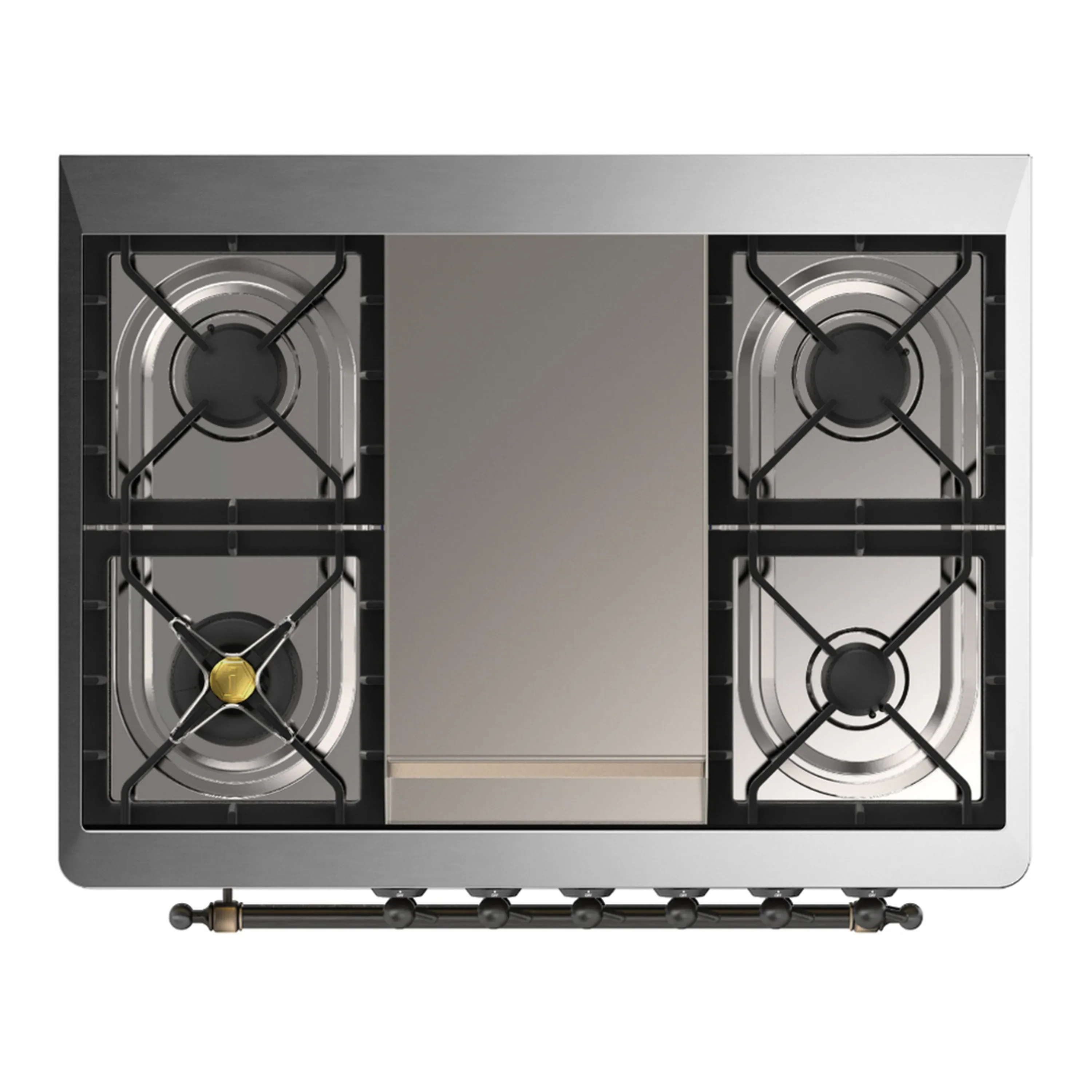 ILVE Majestic III 36-inch Dual Fuel Range with 5 Liquid Propane Burner, Griddle and Triple Glass Door Electric Oven in White with Burnished Trim (UM36FNR3WHBLP) - Image 2