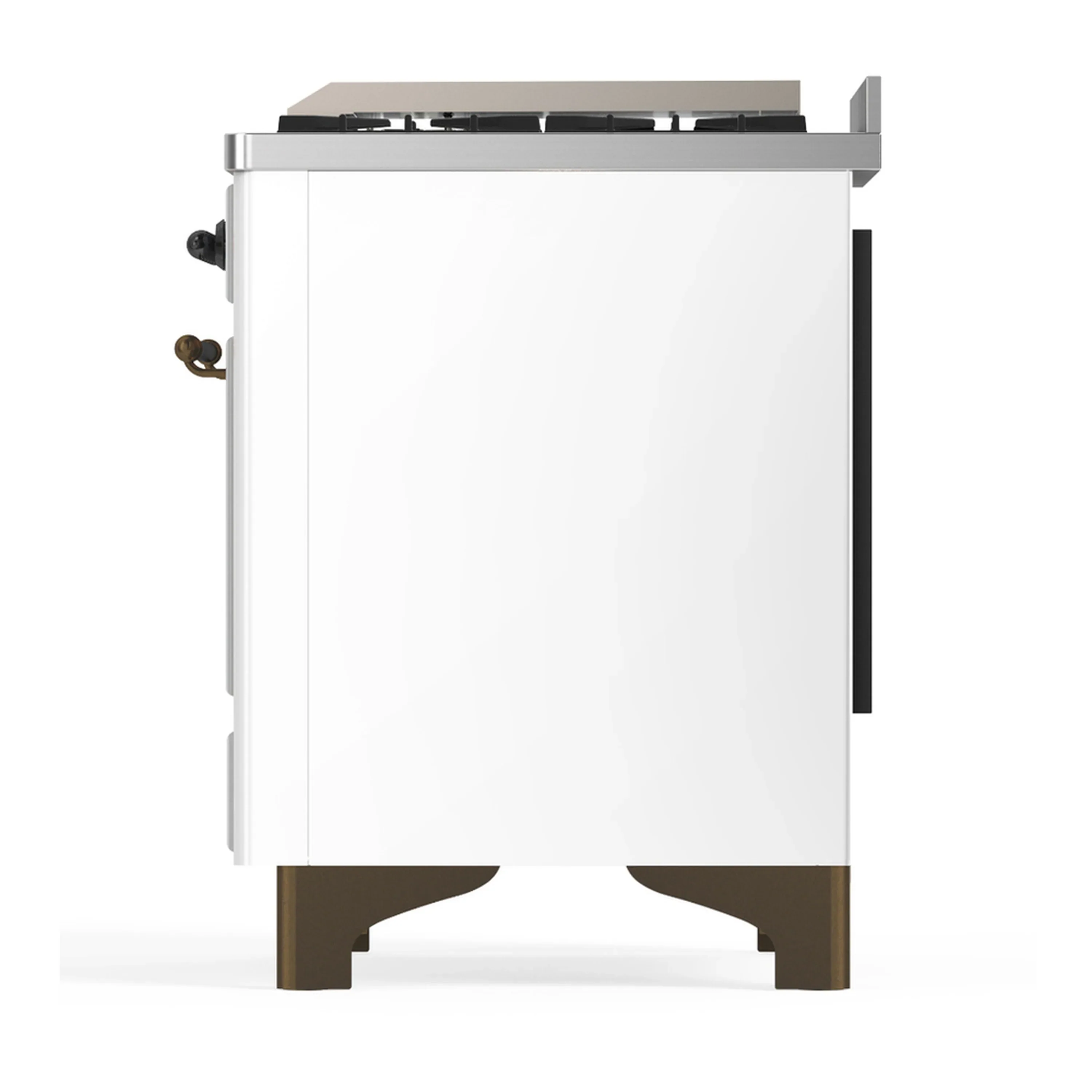 ILVE Majestic III 36-inch Dual Fuel Range with 6 Natural Gas Burner, Griddle and Solid Door Electric Oven in White with Burnished Trim (UM36FQNR3WHB) - Image 6