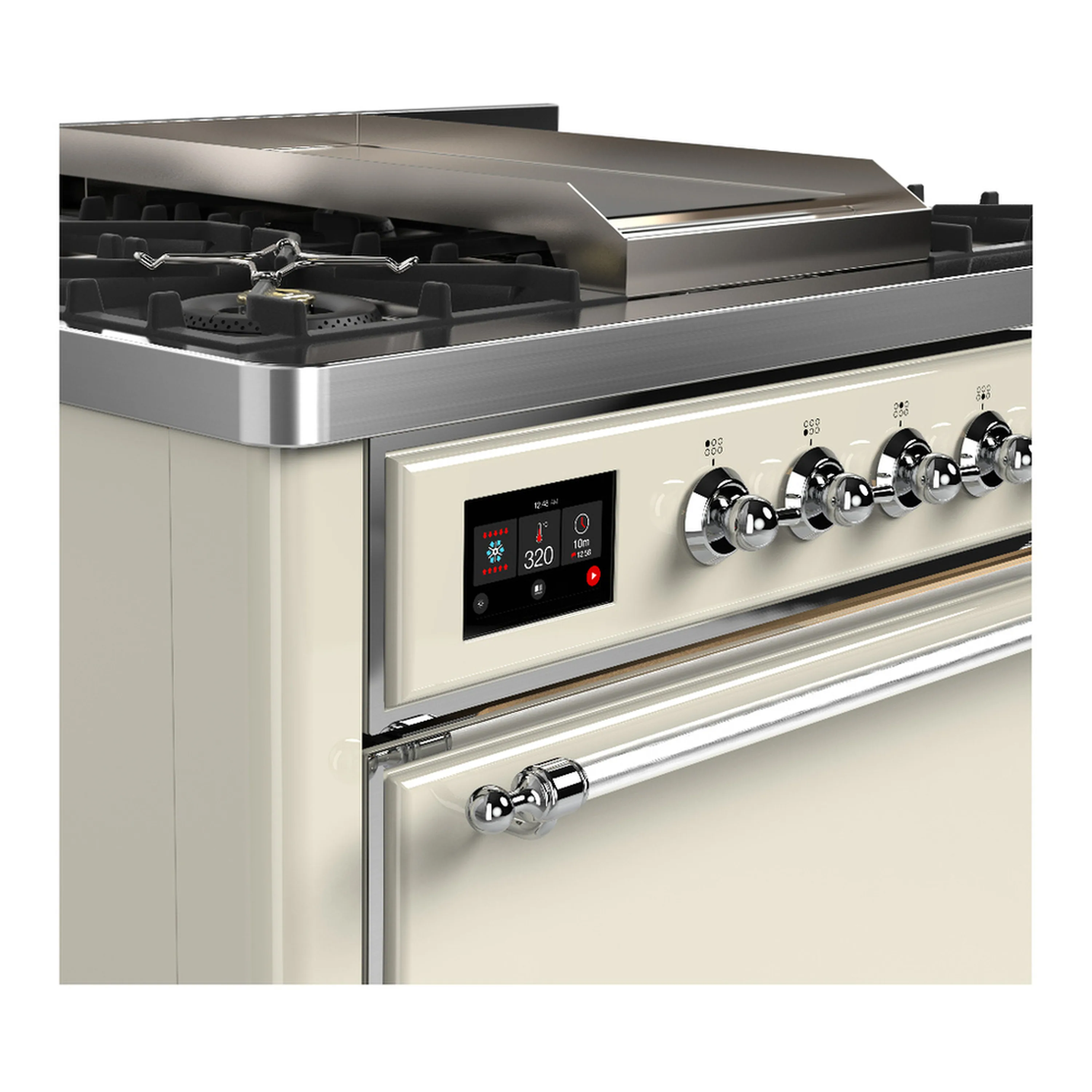 ILVE Majestic III 36-inch Dual Fuel Range with 5 Liquid Propane Burner, Griddle and Solid Door Electric Oven in Antique White with Chrome Trim (UM36FQNR3AWCLP) - Image 5