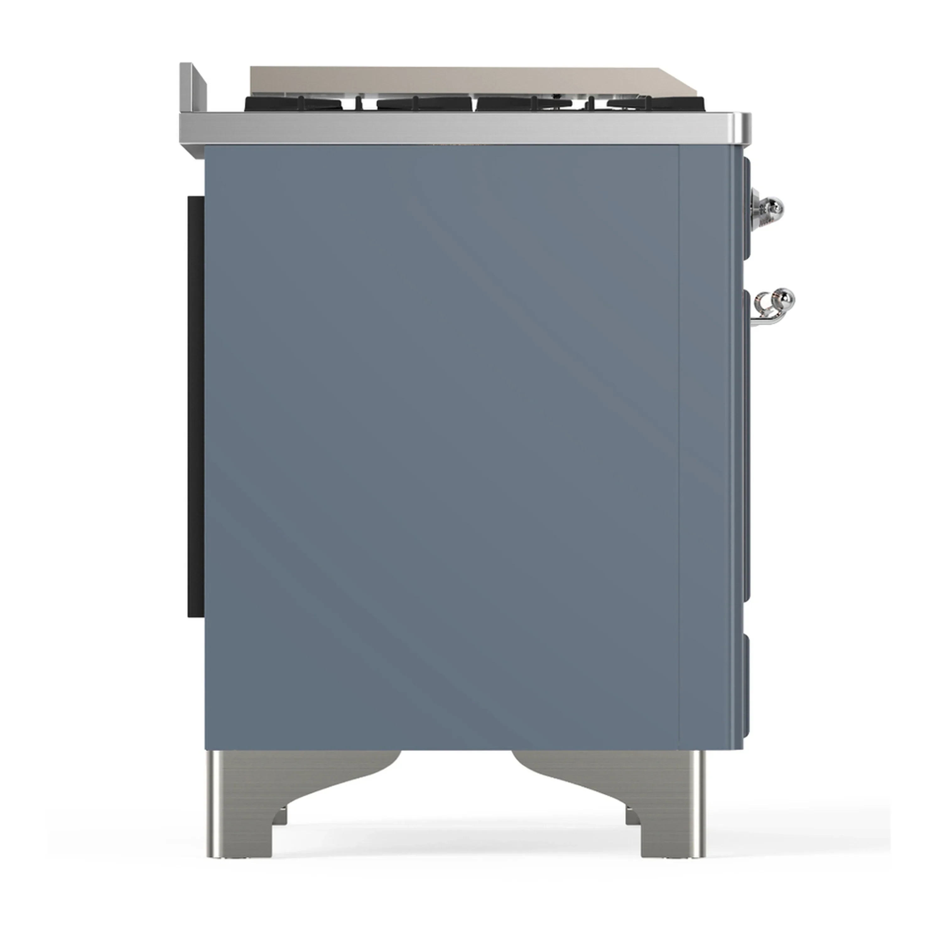ILVE Majestic III 36-inch Dual Fuel Range with 6 Natural Gas Burner, Griddle and Solid Door Electric Oven in Blue Grey with Chrome Trim (UM36FQNR3BGC) - Image 7