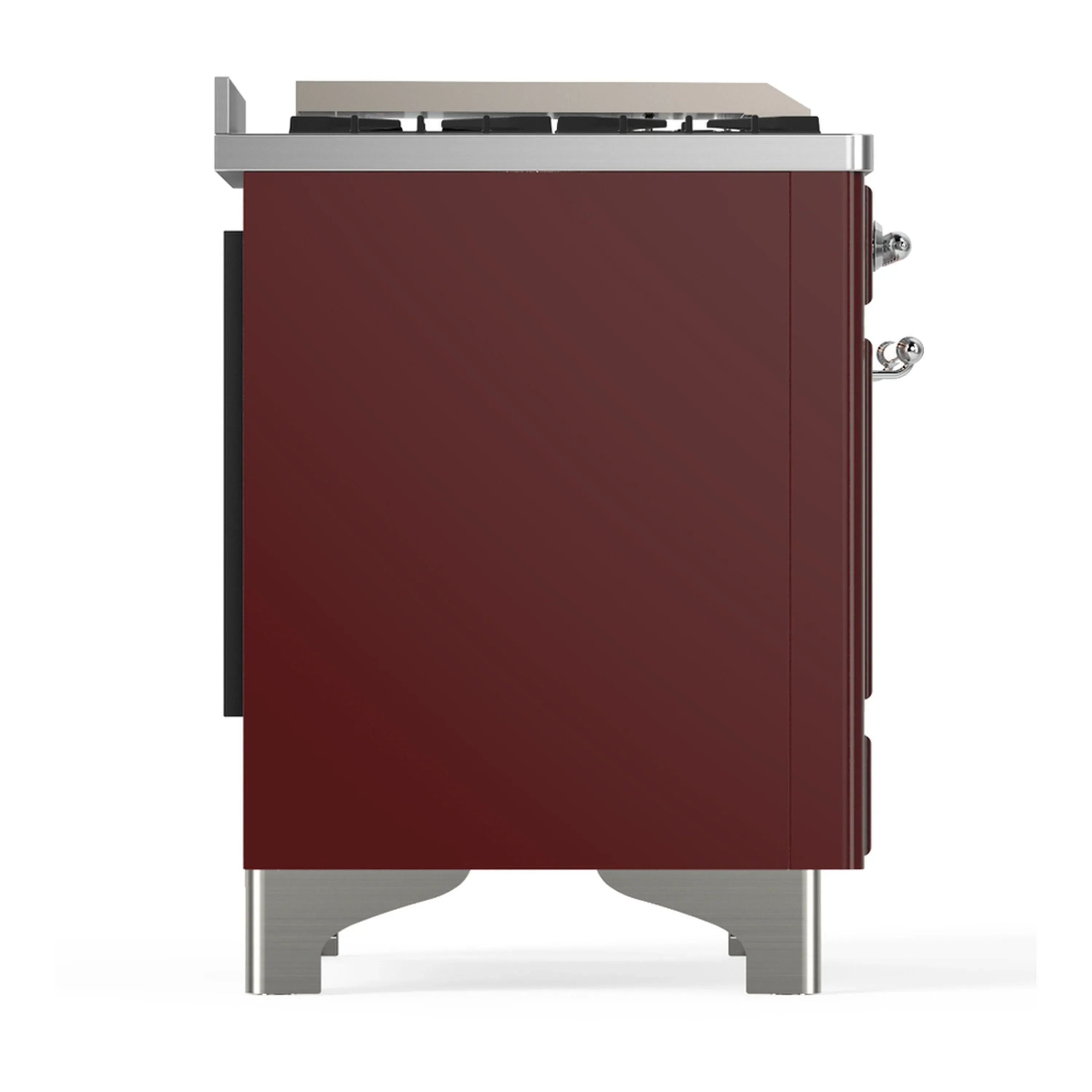 ILVE Majestic III 36-inch Dual Fuel Range with 6 Natural Gas Burner, Griddle and Triple Glass Door Electric Oven in Burgundy with Chrome Trim (UM36FNR3BUC) - Image 7