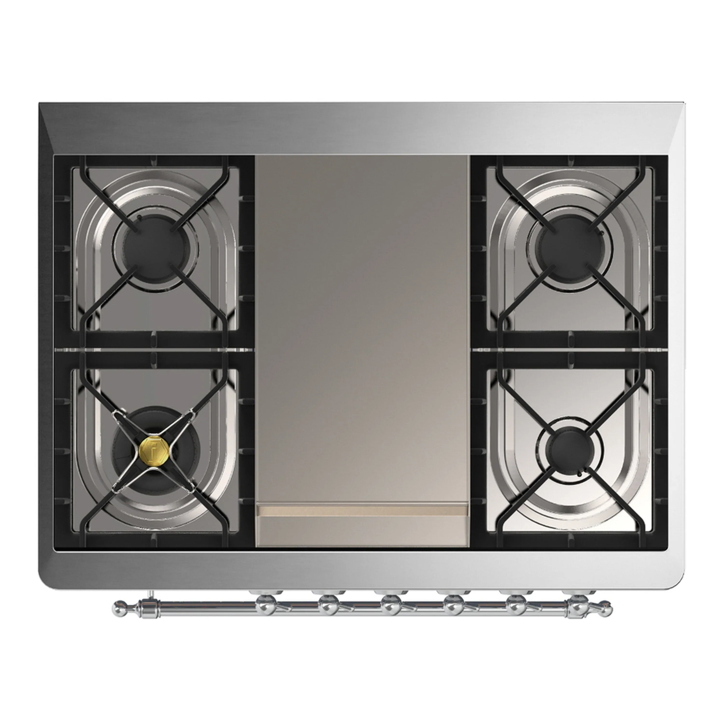 ILVE Majestic III 36-inch Dual Fuel Range with 6 Natural Gas Burner, Griddle and Solid Door Electric Oven in Burgundy with Chrome Trim (UM36FQNR3BUC) - Image 2