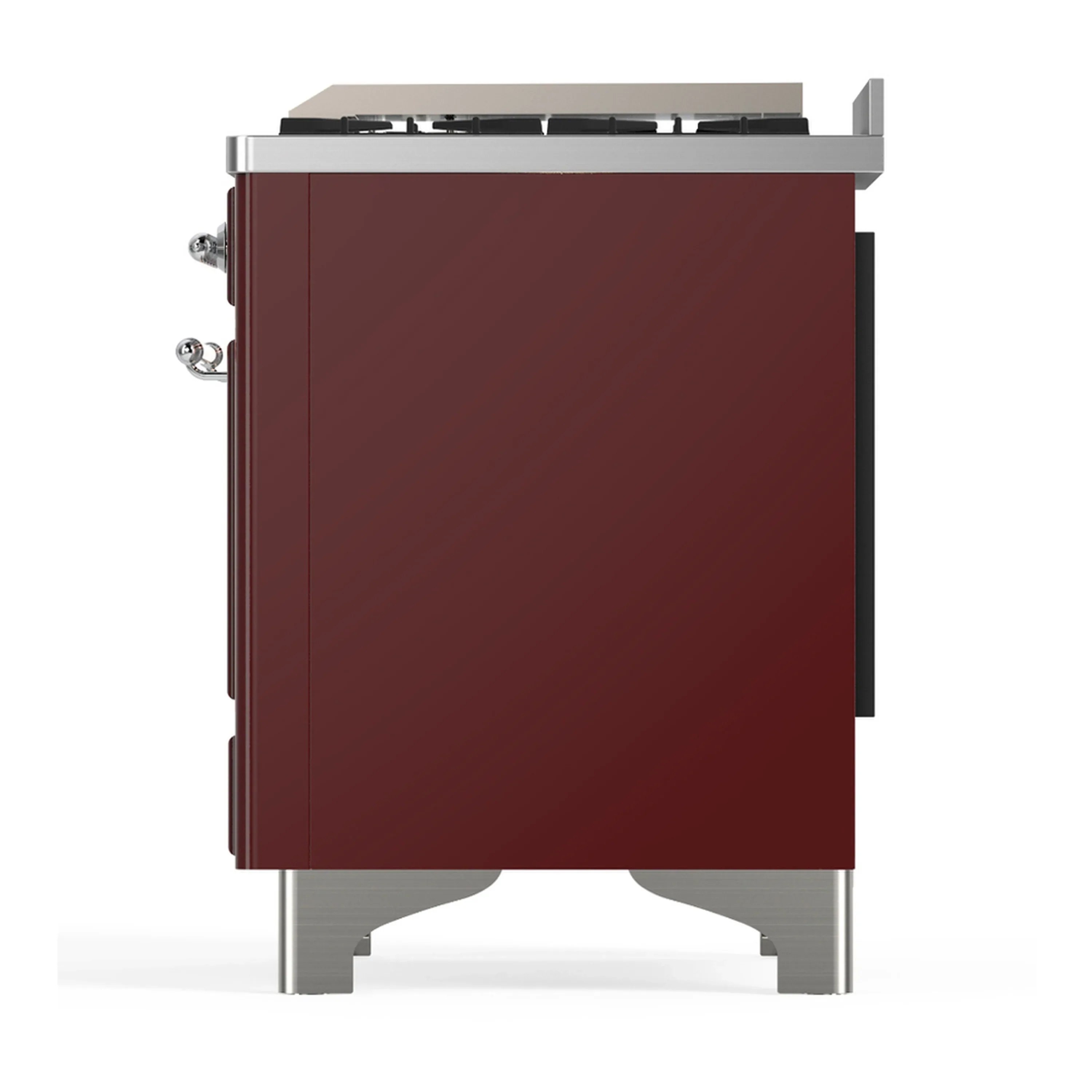 ILVE Majestic III 36-inch Dual Fuel Range with 5 Liquid Propane Burner, Griddle and Solid Door Electric Oven in Burgundy with Chrome Trim (UM36FQNR3BUCLP) - Image 6