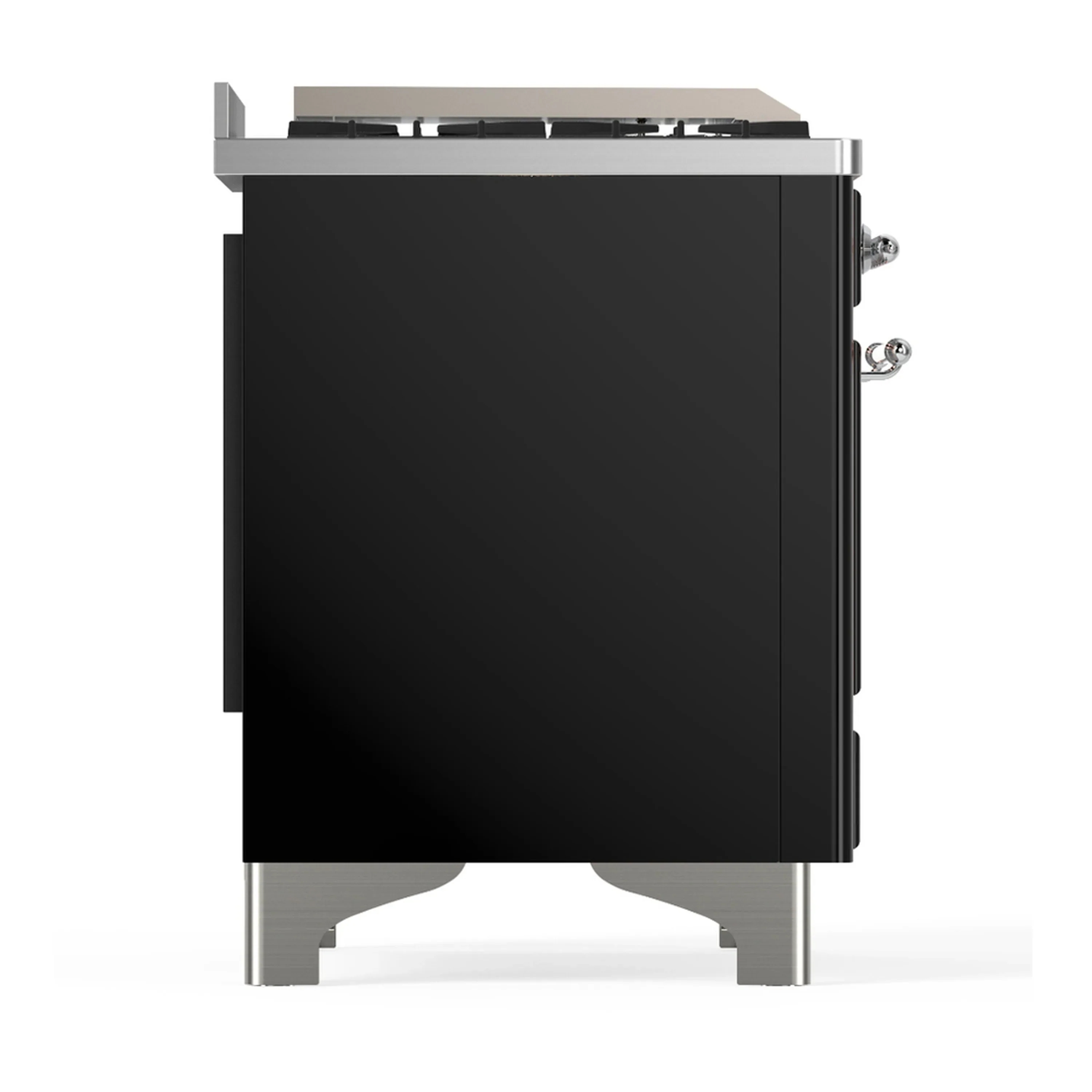 ILVE Majestic III 36-inch Dual Fuel Range with 6 Natural Gas Burner, Griddle and Triple Glass Door Electric Oven in Glossy Black with Chrome Trim (UM36FNR3BKC) - Image 7