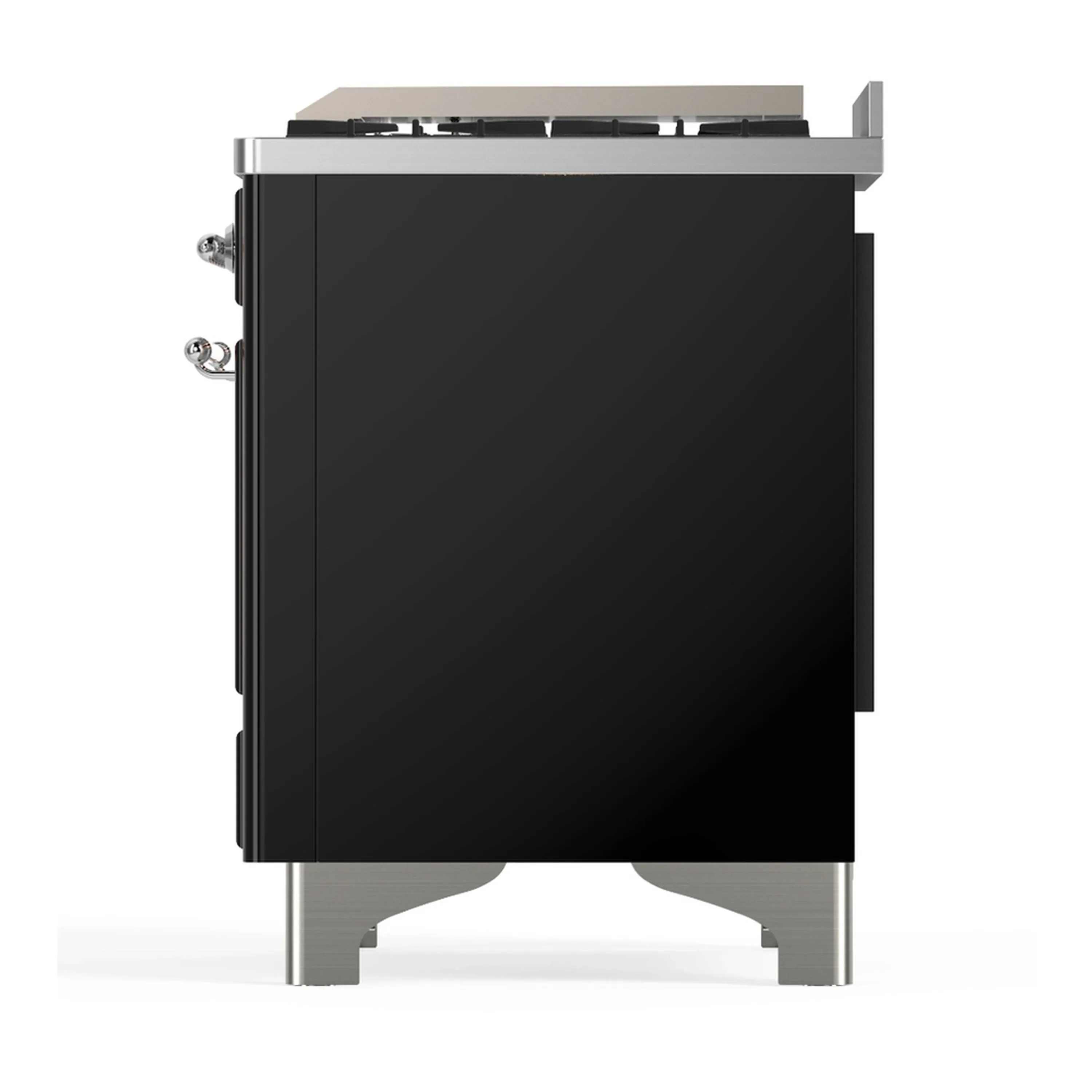 ILVE Majestic III 36-inch Dual Fuel Range with 5 Liquid Propane Burner, Griddle and Triple Glass Door Electric Oven in Glossy Black with Chrome Trim (UM36FNR3BKCLP) - Image 6