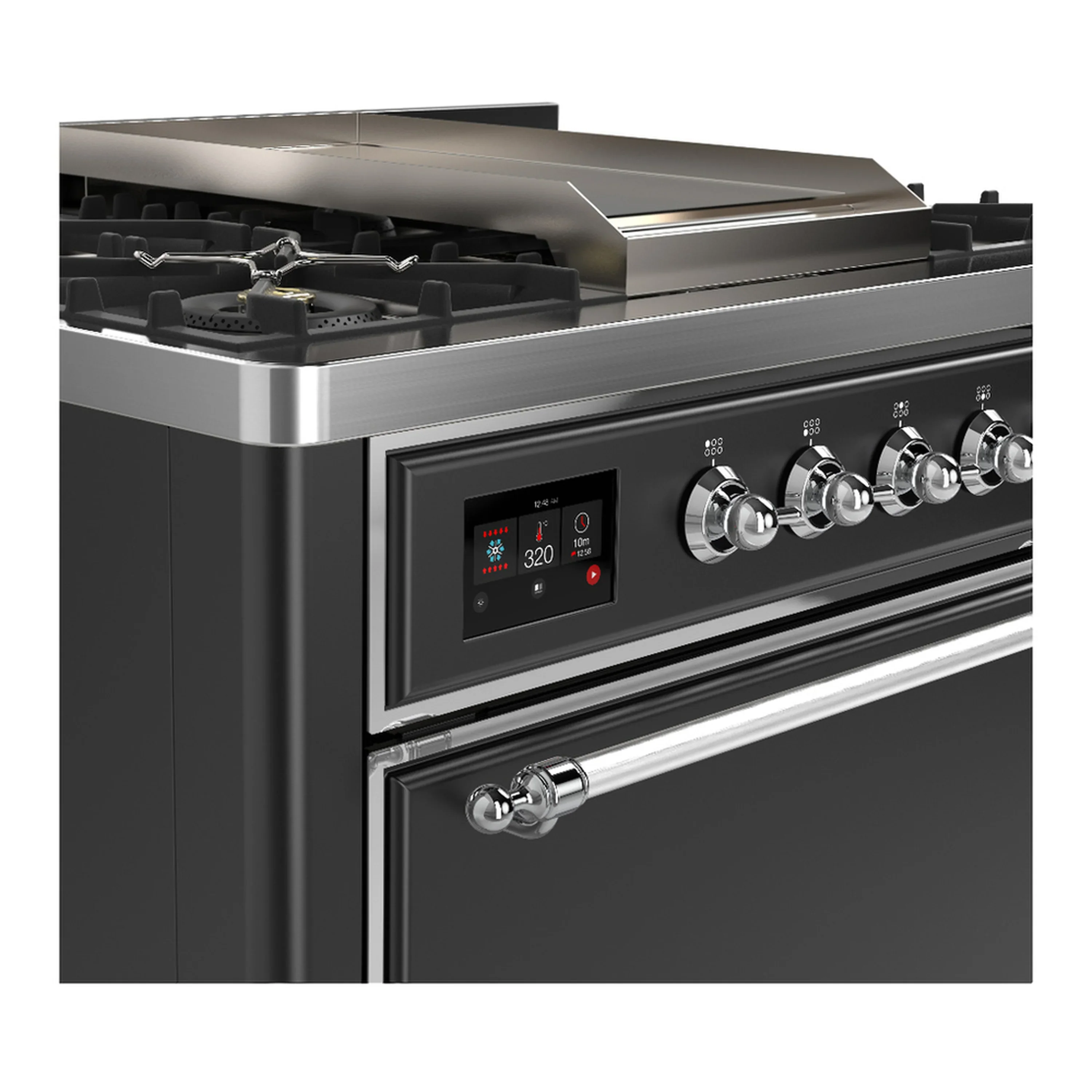ILVE Majestic III 36-inch Dual Fuel Range with 5 Liquid Propane Burner, Griddle and Solid Door Electric Oven in Graphite Matte with Chrome Trim (UM36FQNR3MGCLP) - Image 5
