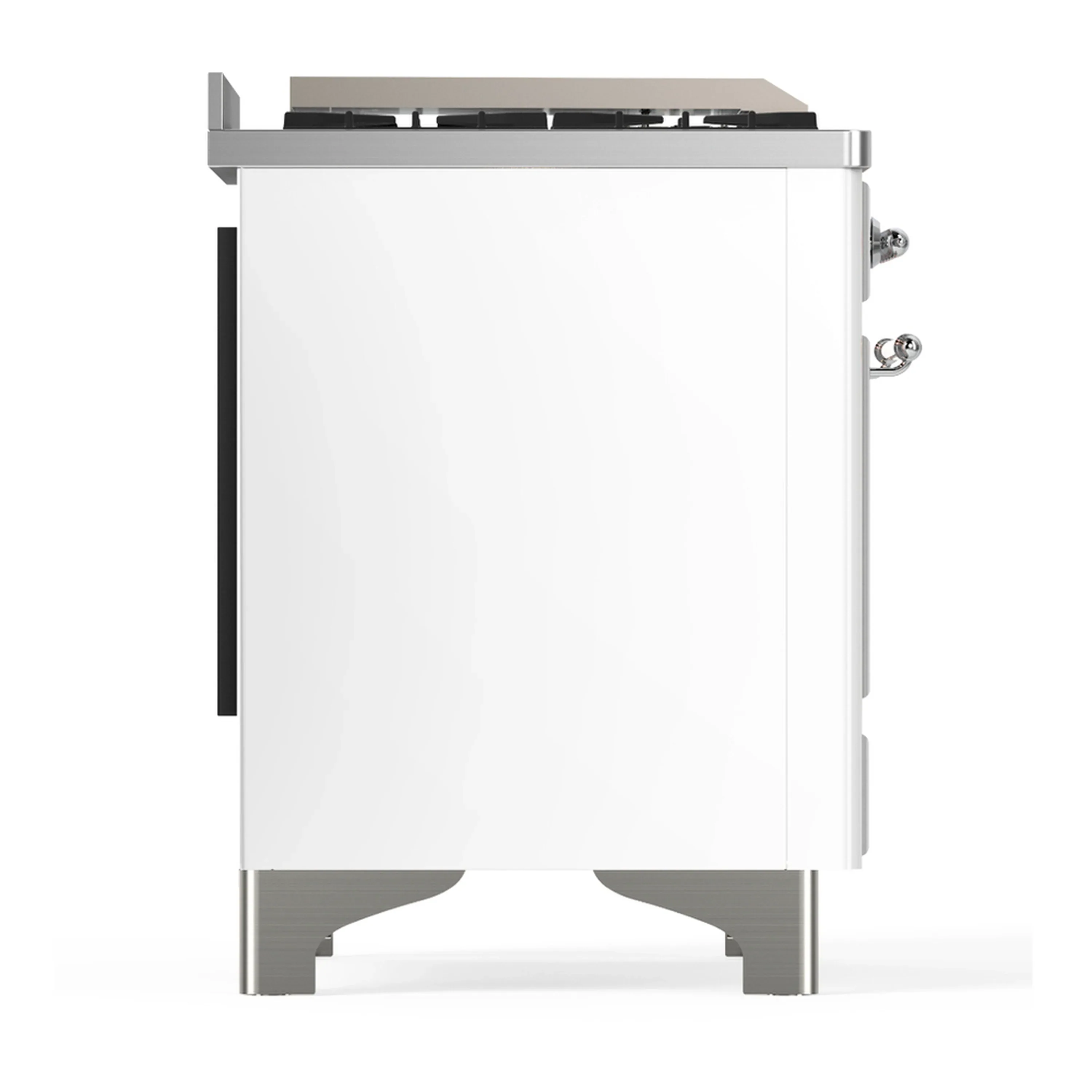 ILVE Majestic III 36-inch Dual Fuel Range with 6 Natural Gas Burner, Griddle and Triple Glass Door Electric Oven in White with Chrome Trim (UM36FNR3WHC) - Image 7
