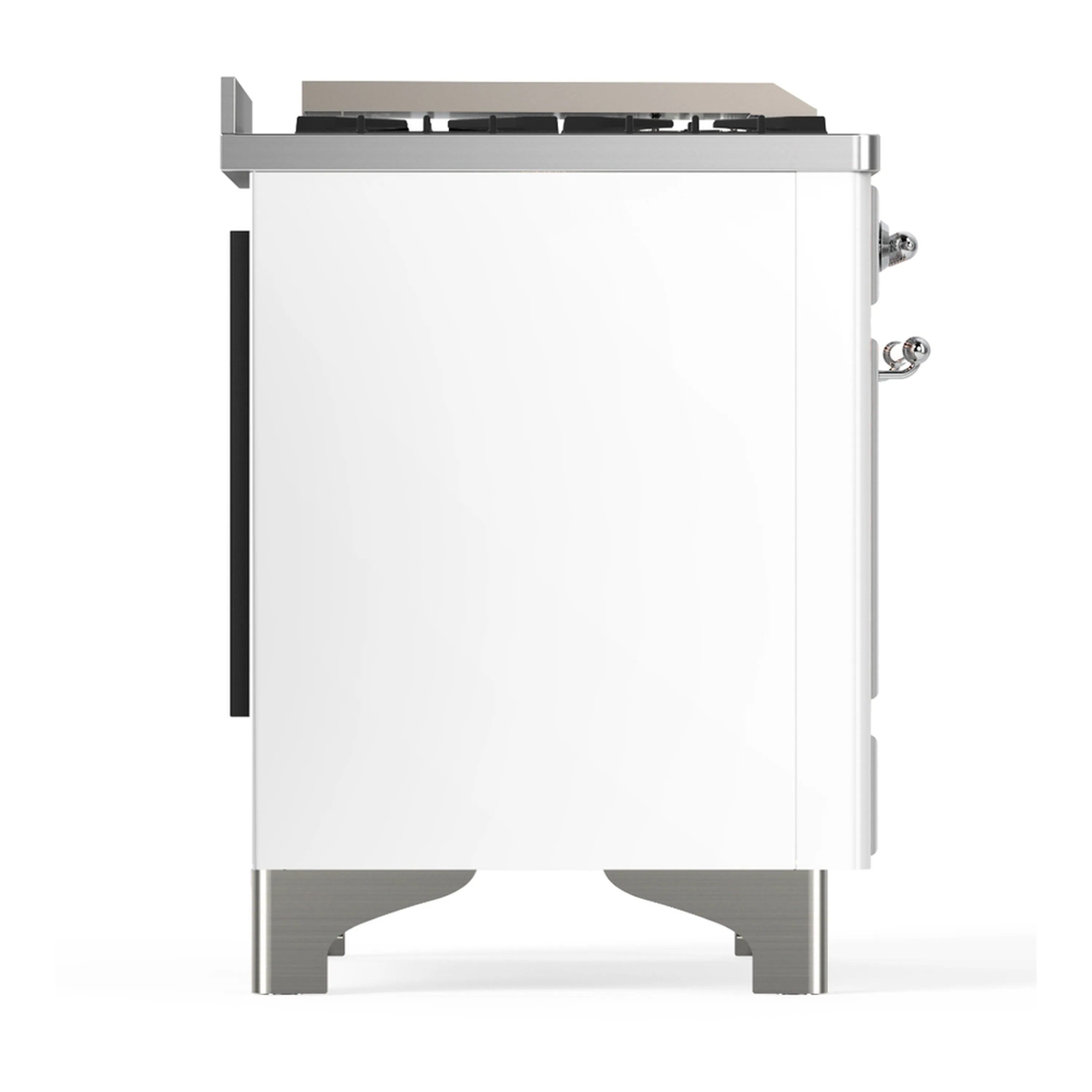 ILVE Majestic III 36-inch Dual Fuel Range with 6 Natural Gas Burner, Griddle and Solid Door Electric Oven in White with Chrome Trim (UM36FQNR3WHC) - Image 7