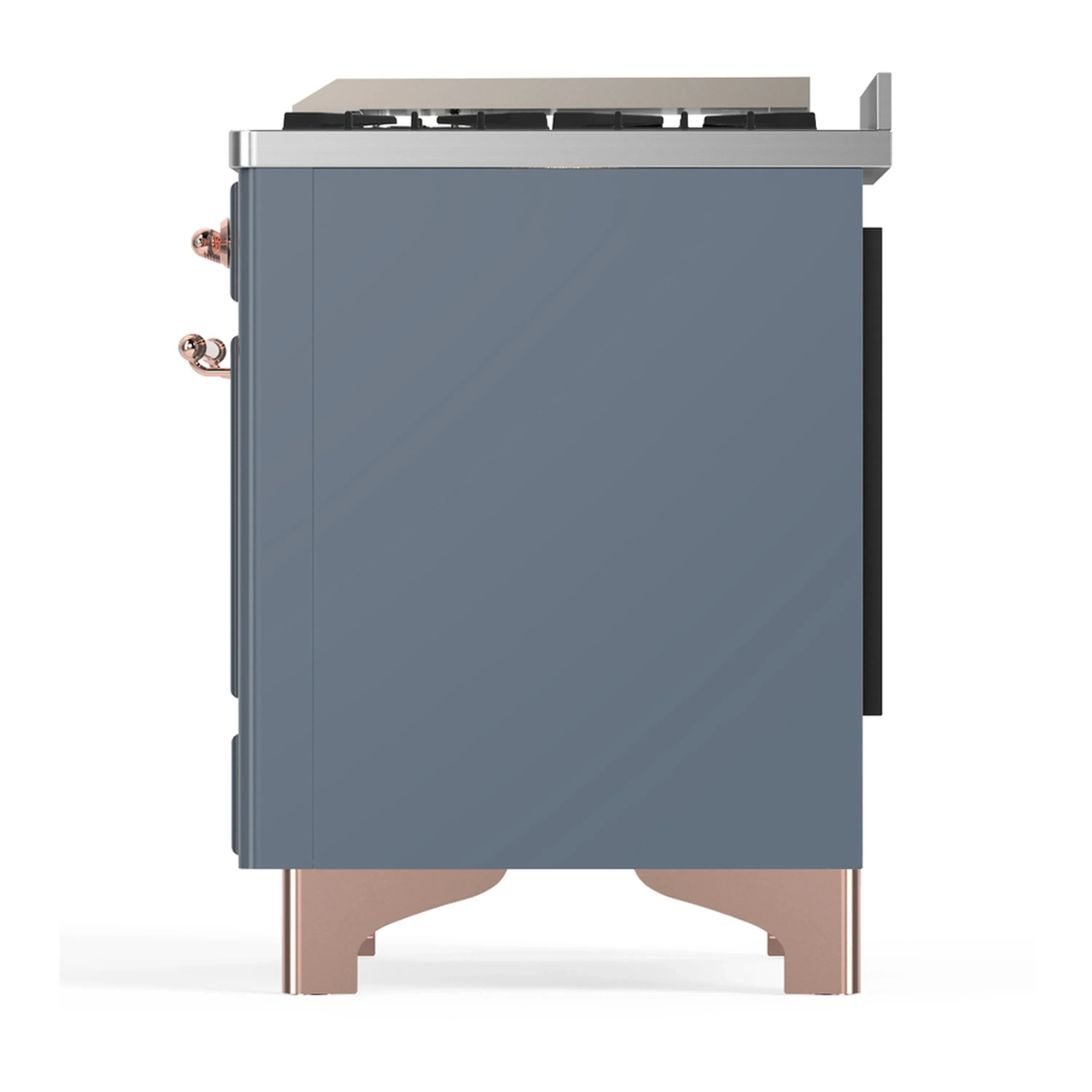 ILVE Majestic III 36-inch Dual Fuel Range with 6 Natural Gas Burner, Griddle and Solid Door Electric Oven in Blue Grey with Copper Trim (UM36FQNR3BGP) - Image 6