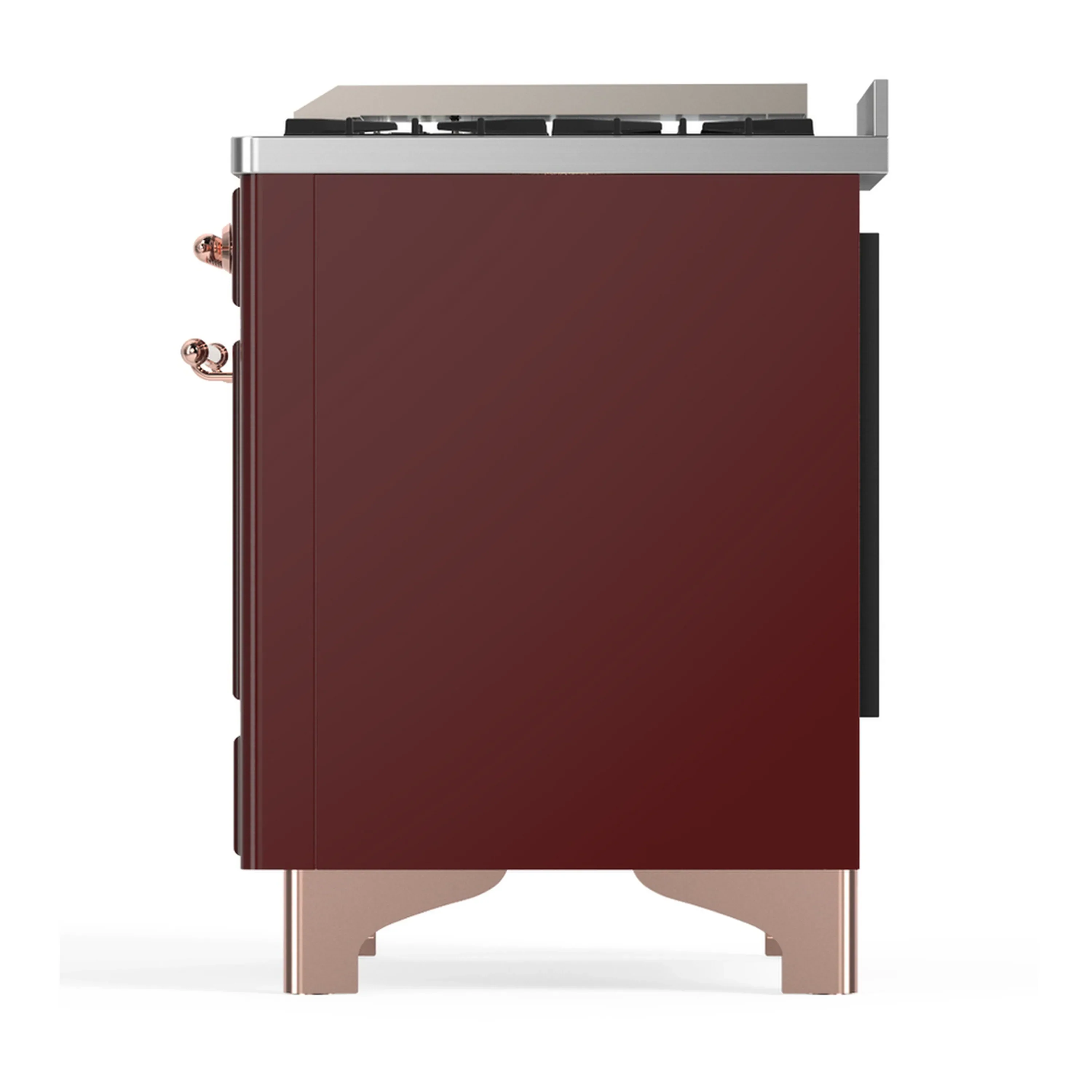 ILVE Majestic III 36-inch Dual Fuel Range with 6 Natural Gas Burner, Griddle and Triple Glass Door Electric Oven in Burgundy with Copper Trim (UM36FNR3BUP) - Image 6