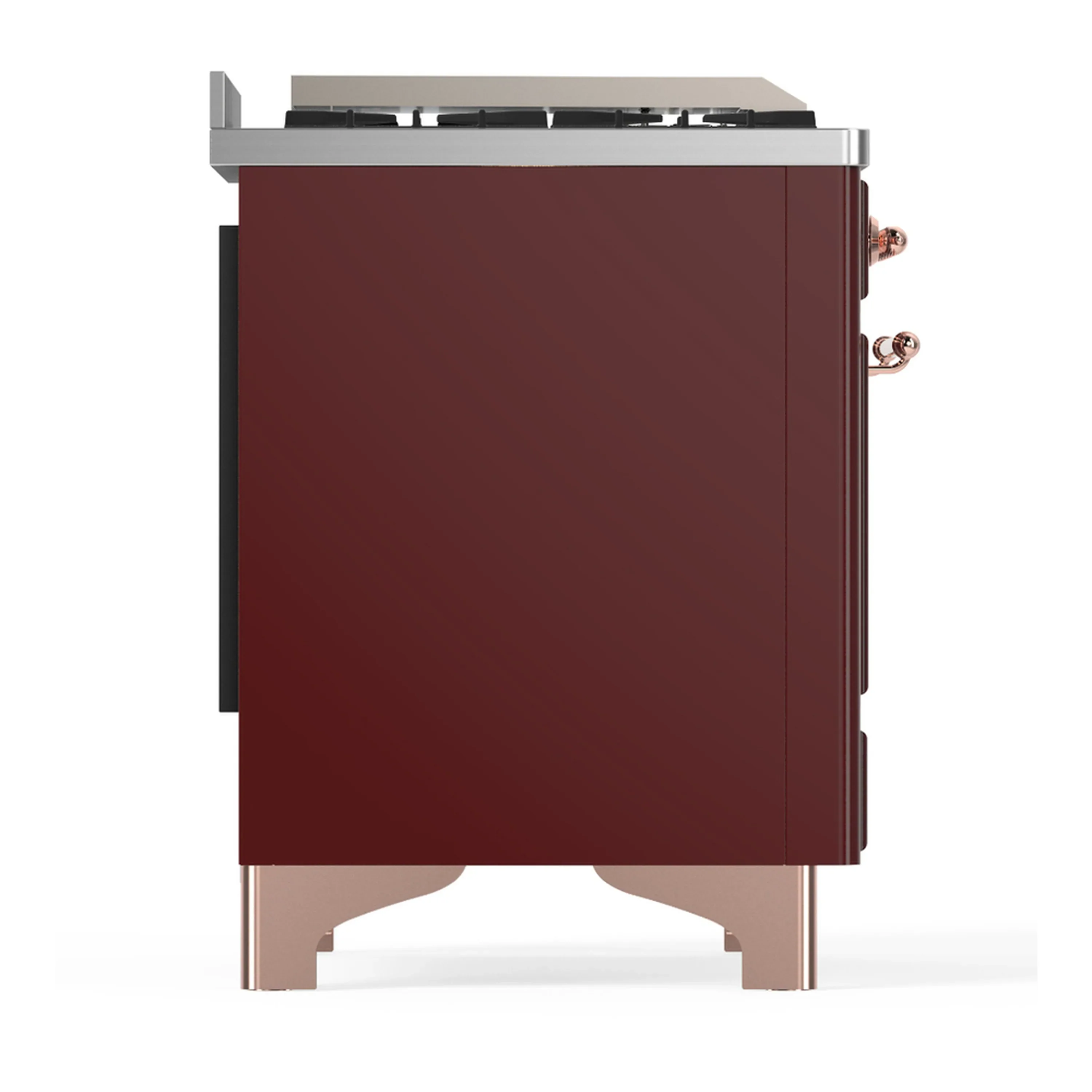 ILVE Majestic III 36-inch Dual Fuel Range with 6 Natural Gas Burner, Griddle and Triple Glass Door Electric Oven in Burgundy with Copper Trim (UM36FNR3BUP) - Image 7