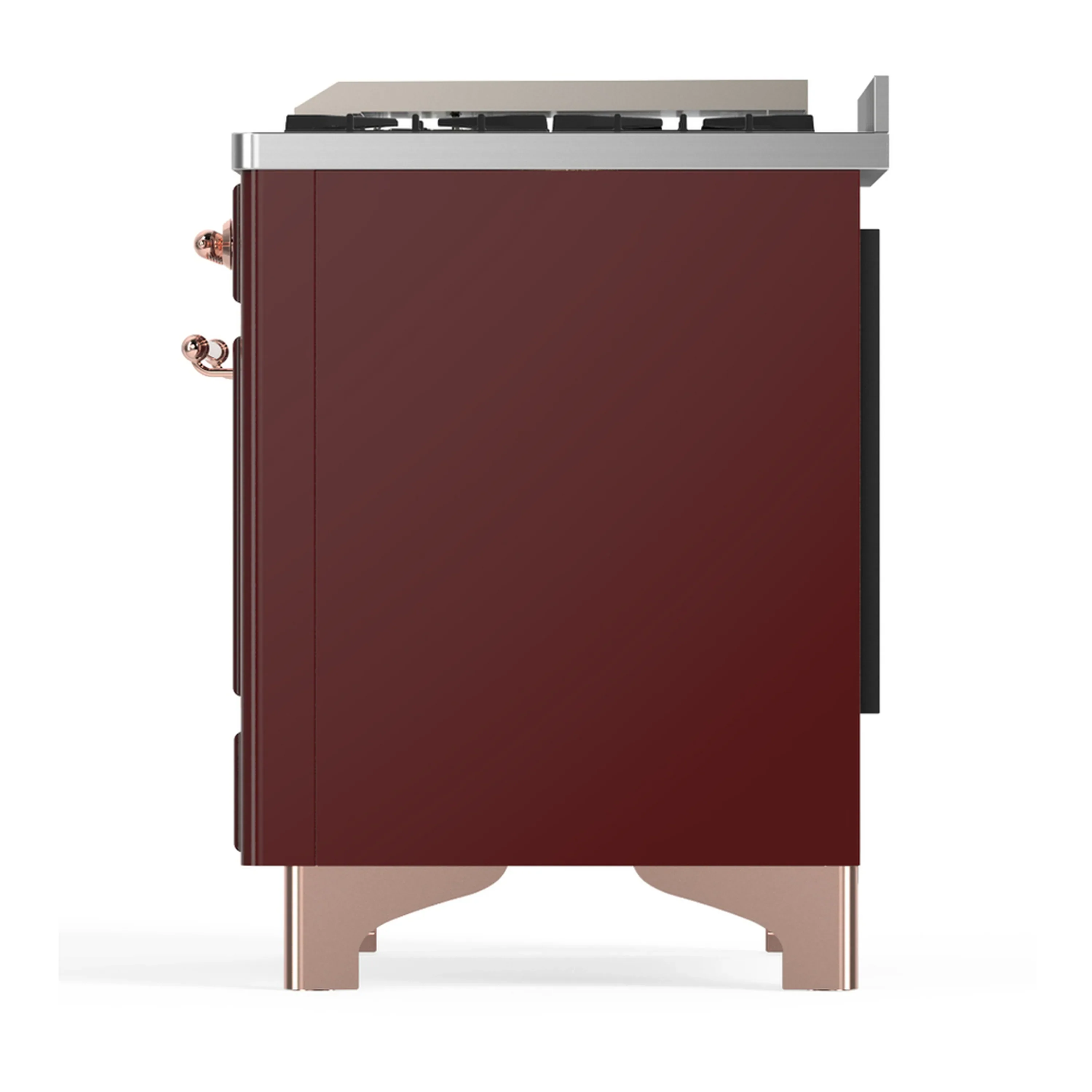 ILVE Majestic III 36-inch Dual Fuel Range with 6 Natural Gas Burner, Griddle and Solid Door Electric Oven in Burgundy with Copper Trim (UM36FQNR3BUP) - Image 6