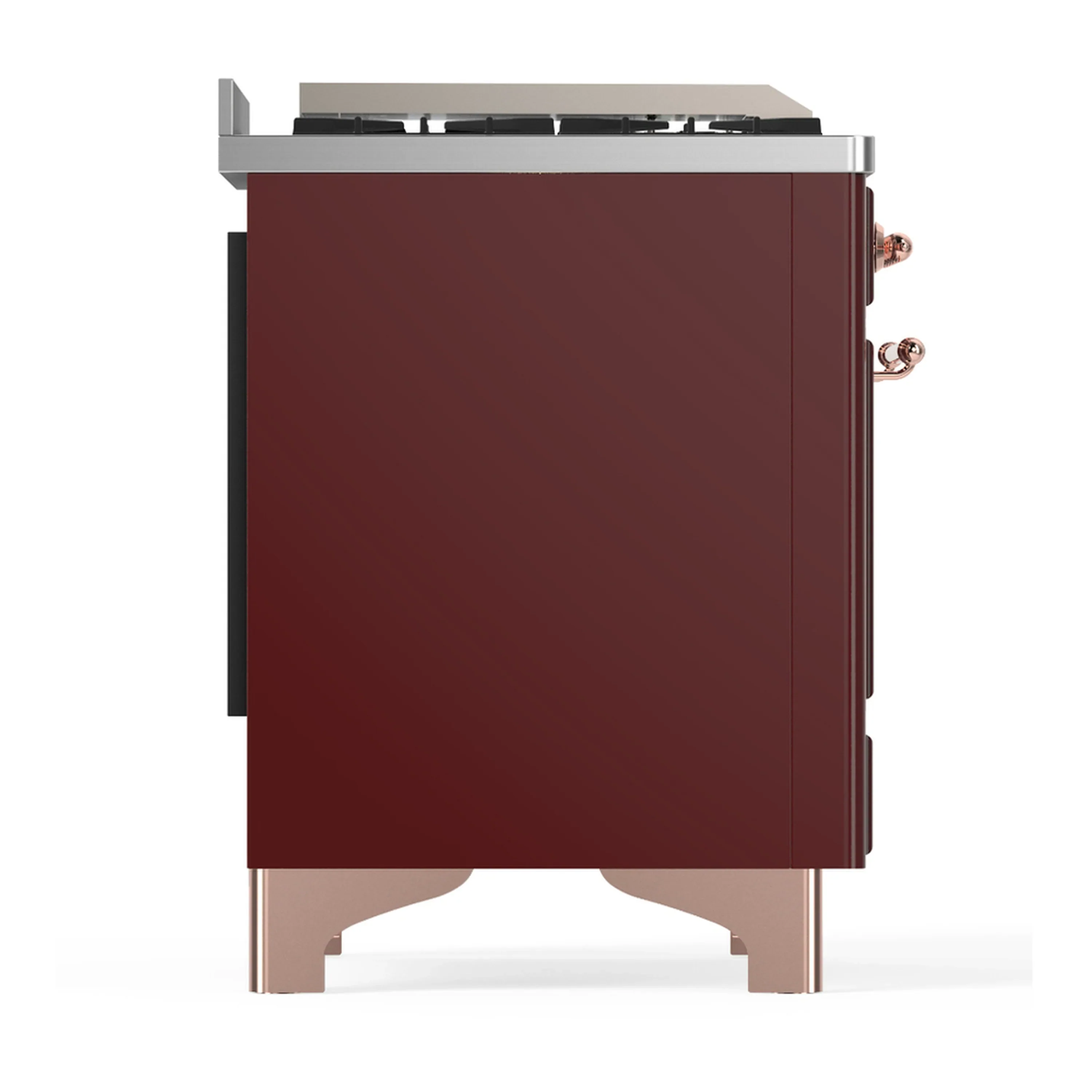 ILVE Majestic III 36-inch Dual Fuel Range with 6 Natural Gas Burner, Griddle and Solid Door Electric Oven in Burgundy with Copper Trim (UM36FQNR3BUP) - Image 7