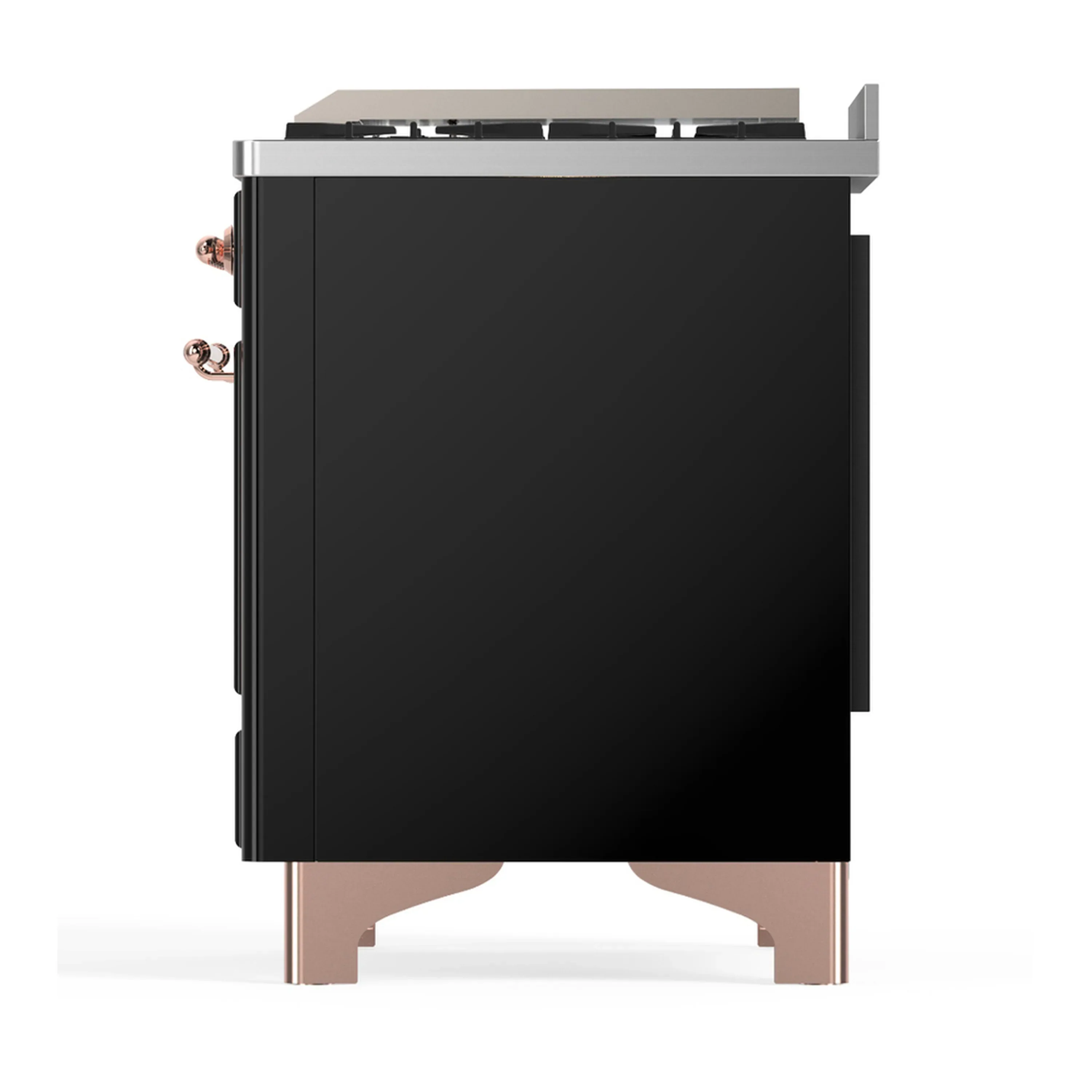 ILVE Majestic III 36-inch Dual Fuel Range with 5 Liquid Propane Burner, Griddle and Triple Glass Door Electric Oven in Glossy Black with Copper Trim (UM36FNR3BKPLP) - Image 6