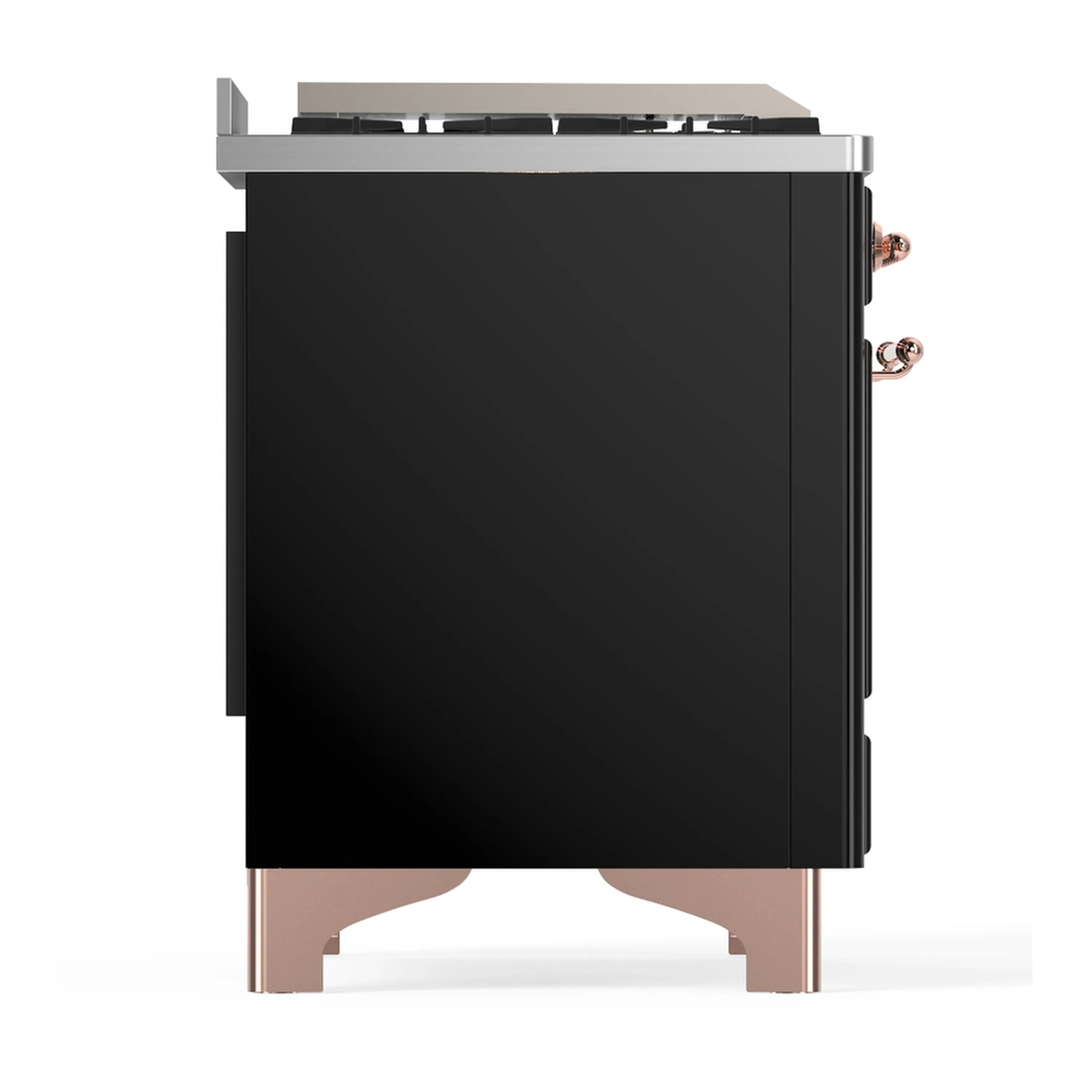 ILVE Majestic III 36-inch Dual Fuel Range with 6 Natural Gas Burner, Griddle and Solid Door Electric Oven in Glossy Black with Copper Trim (UM36FQNR3BKP) - Image 7