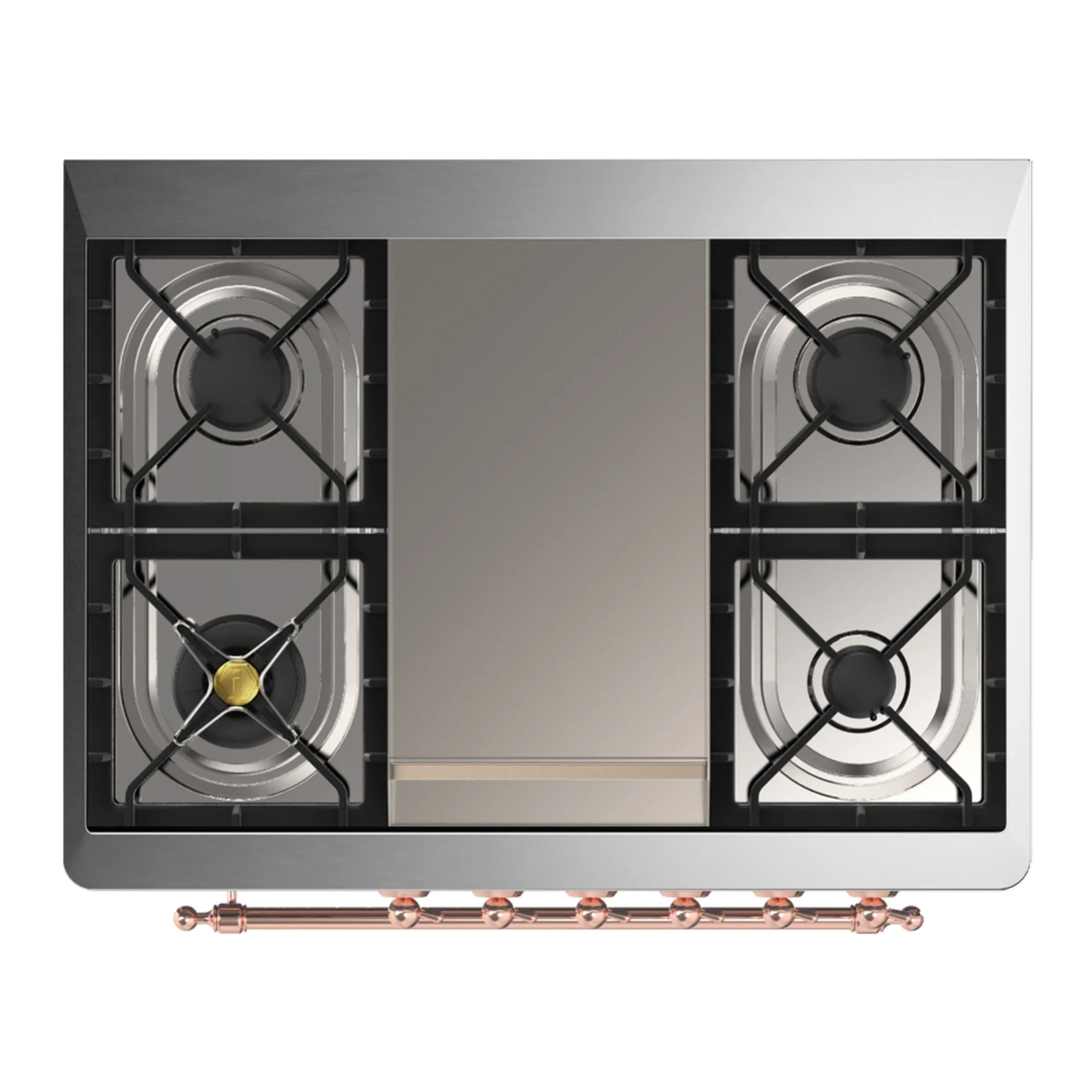 ILVE Majestic III 36-inch Dual Fuel Range with 5 Liquid Propane Burner, Griddle and Solid Door Electric Oven in Glossy Black with Copper Trim (UM36FQNR3BKPLP) - Image 2