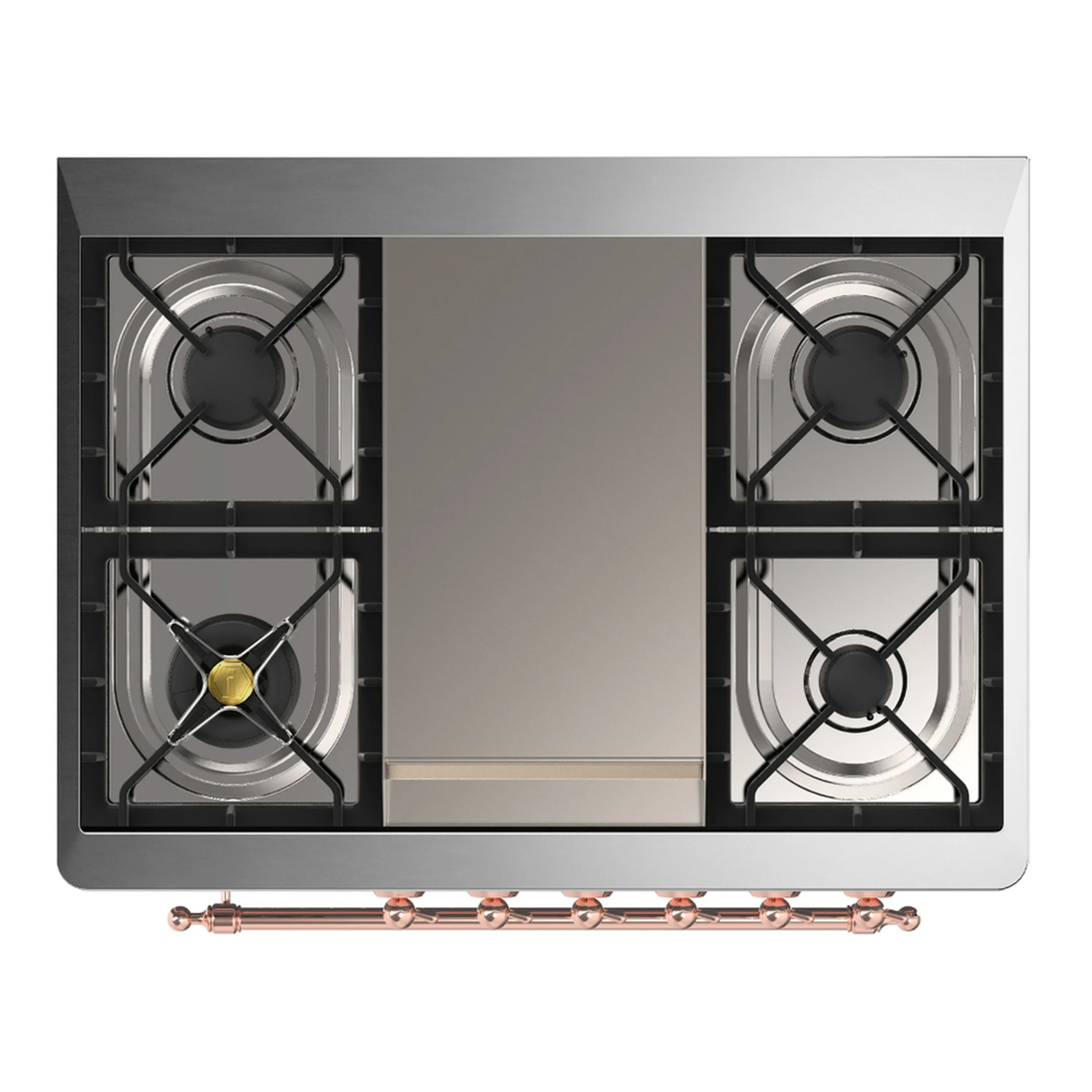 ILVE Majestic III 36-inch Dual Fuel Range with 6 Natural Gas Burner, Griddle and Solid Door Electric Oven in Midnight Blue with Copper Trim (UM36FQNR3MBP) - Image 2