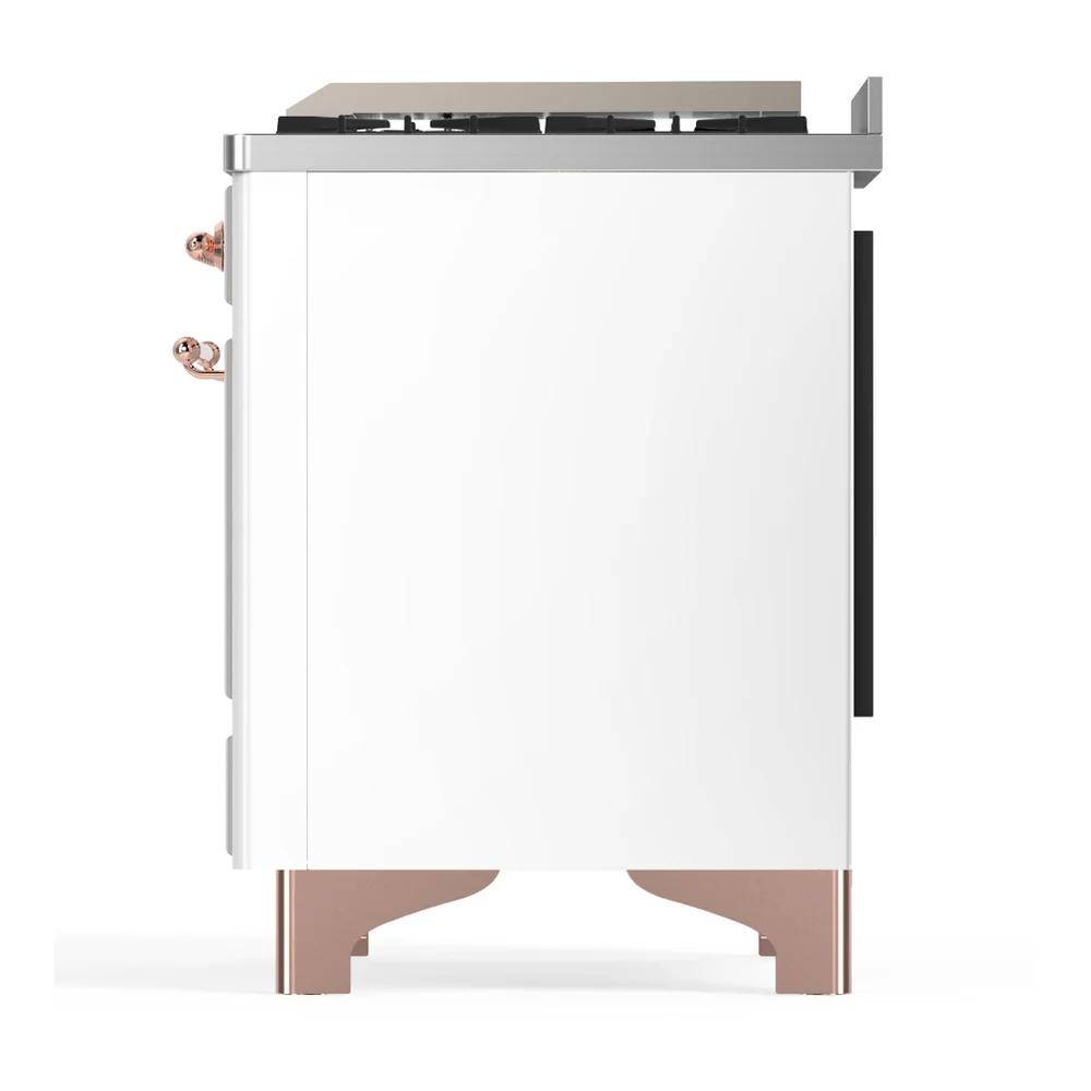 ILVE Majestic III 36-inch Dual Fuel Range with 5 Liquid Propane Burner, Griddle and Solid Door Electric Oven in White with Copper Trim (UM36FQNR3WHPLP) - Image 6