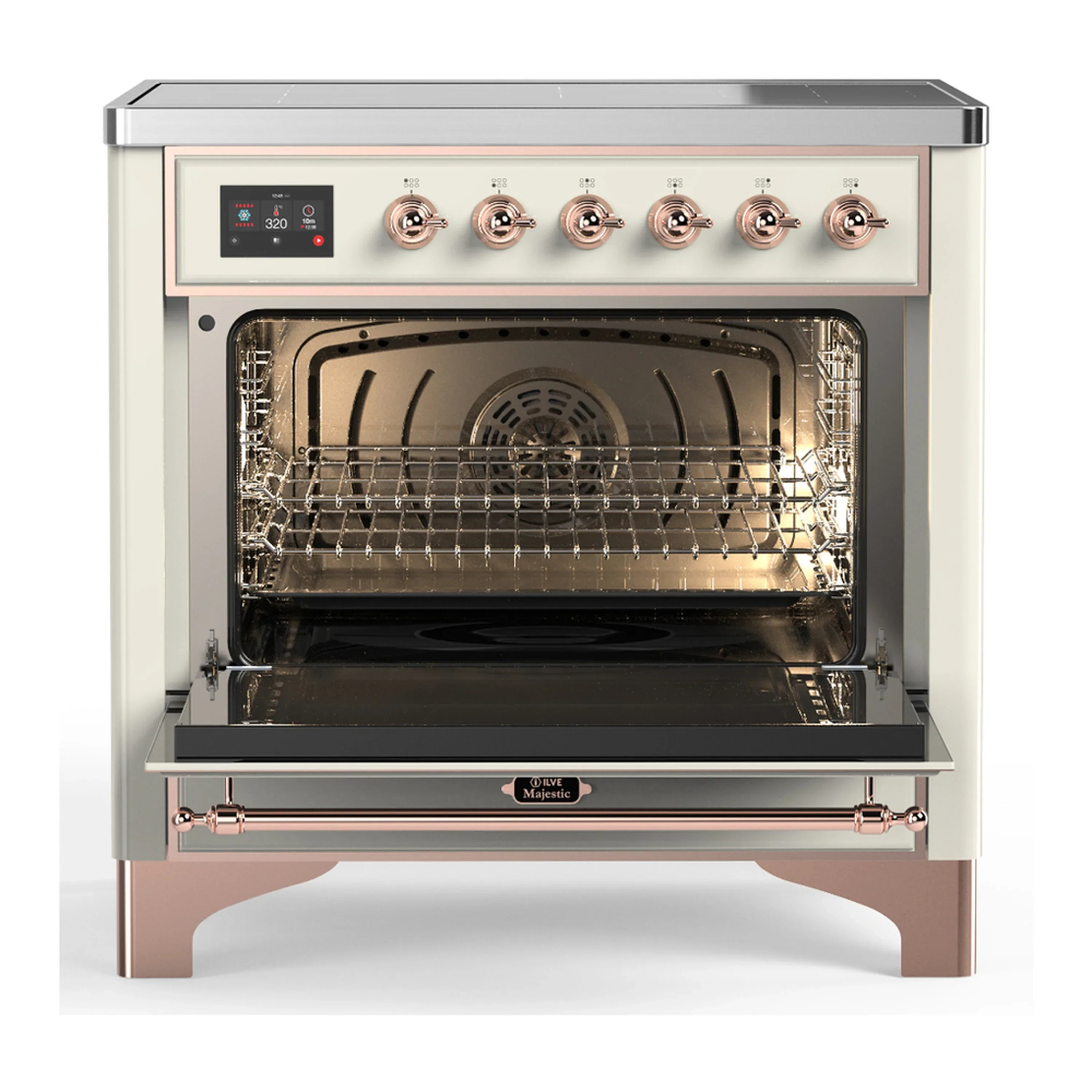 ILVE Majestic III 36-Inch Induction Range with 6 Induction Elements and Triple Glass Door Electric Oven in Antique White with Copper Trim (UMIB36NR3AWP) - Image 4