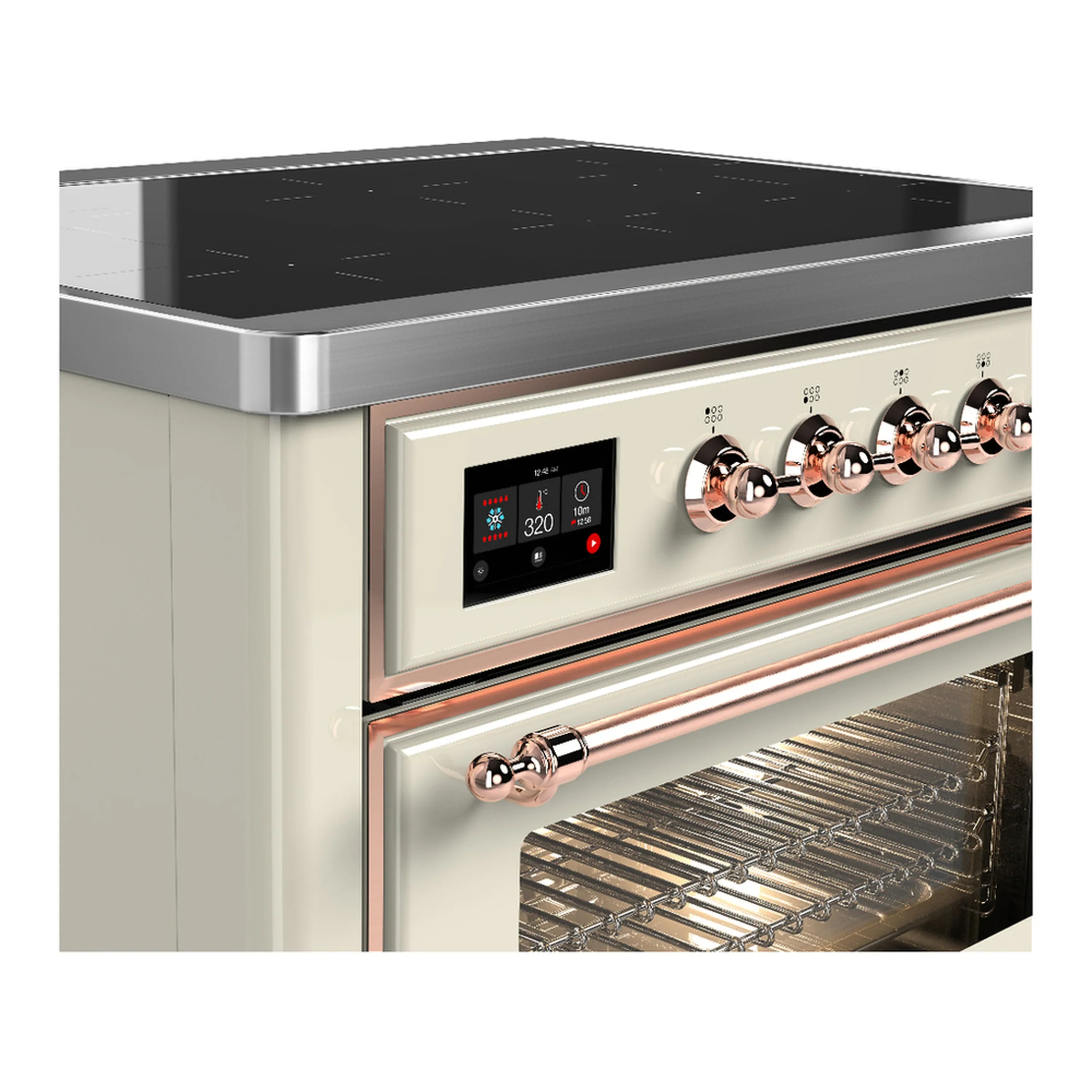 ILVE Majestic III 36-Inch Induction Range with 6 Induction Elements and Triple Glass Door Electric Oven in Antique White with Copper Trim (UMIB36NR3AWP) - Image 5
