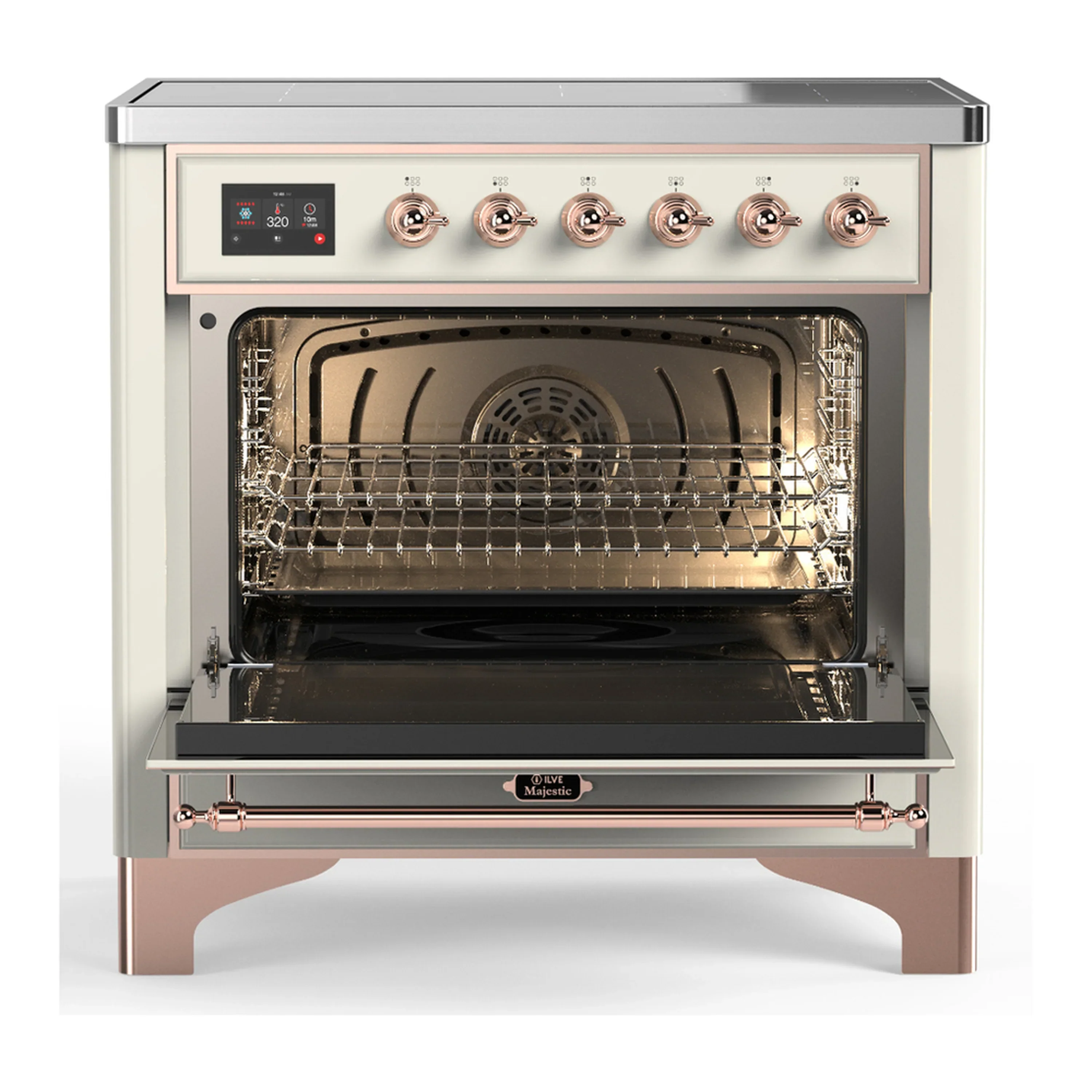 ILVE Majestic III 36-Inch Induction Range with 6 Induction Elements and Solid Door Electric Oven in Antique White with Copper Trim (UMIB36QNR3AWP) - Image 4