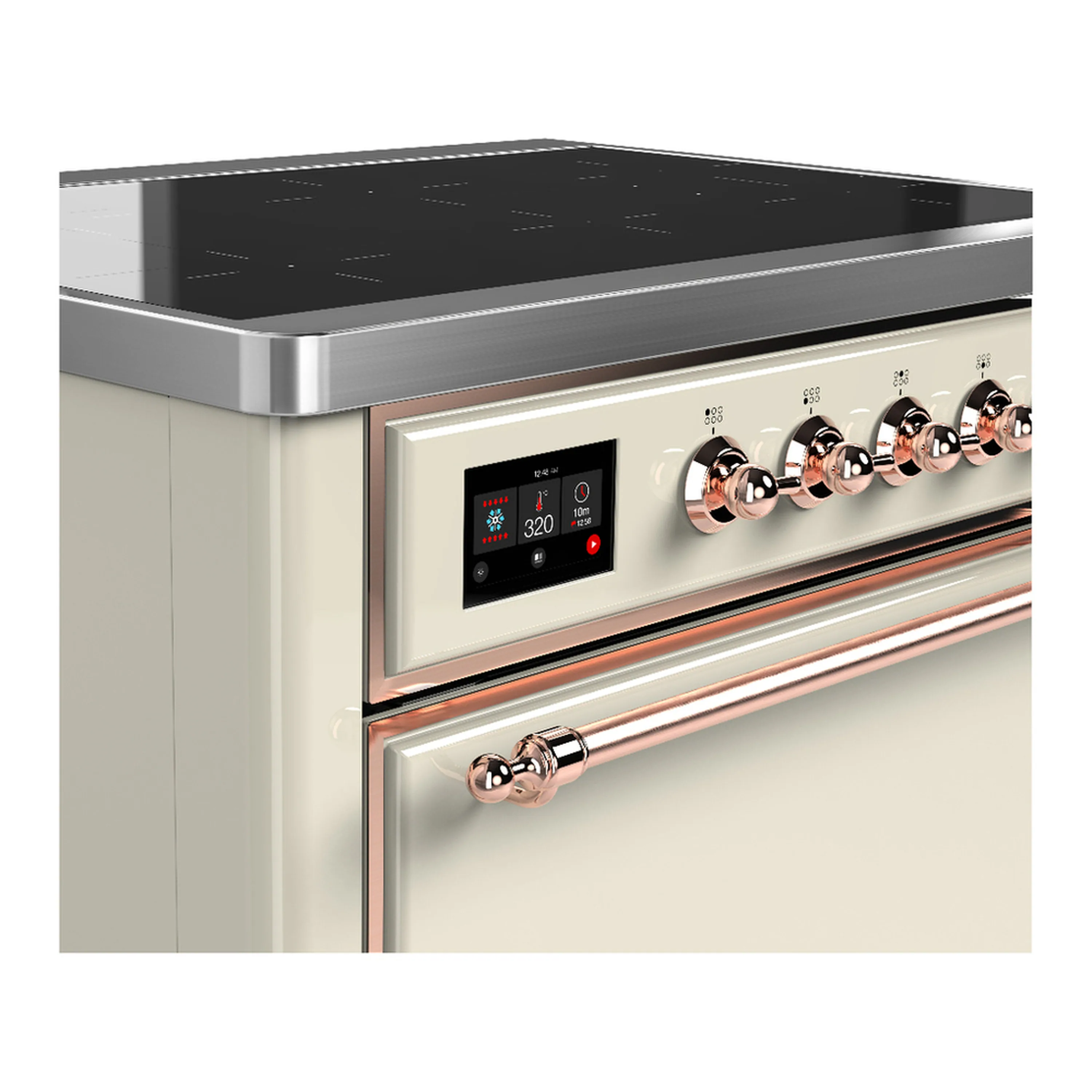 ILVE Majestic III 36-Inch Induction Range with 6 Induction Elements and Solid Door Electric Oven in Antique White with Copper Trim (UMIB36QNR3AWP) - Image 5