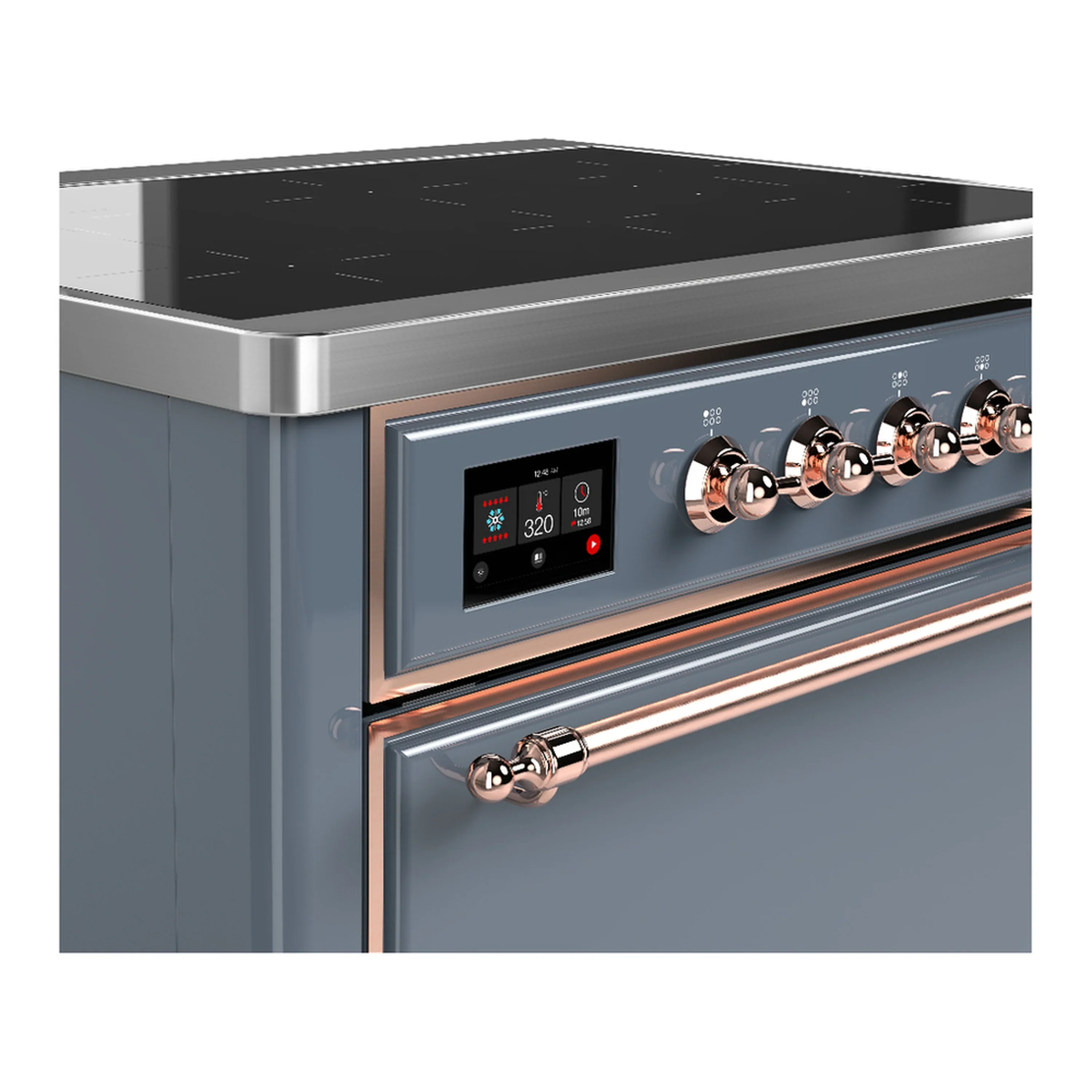 ILVE Majestic III 36-Inch Induction Range with 6 Induction Elements and Solid Door Electric Oven in Blue Grey with Copper Trim (UMIB36QNR3BGP) - Image 5
